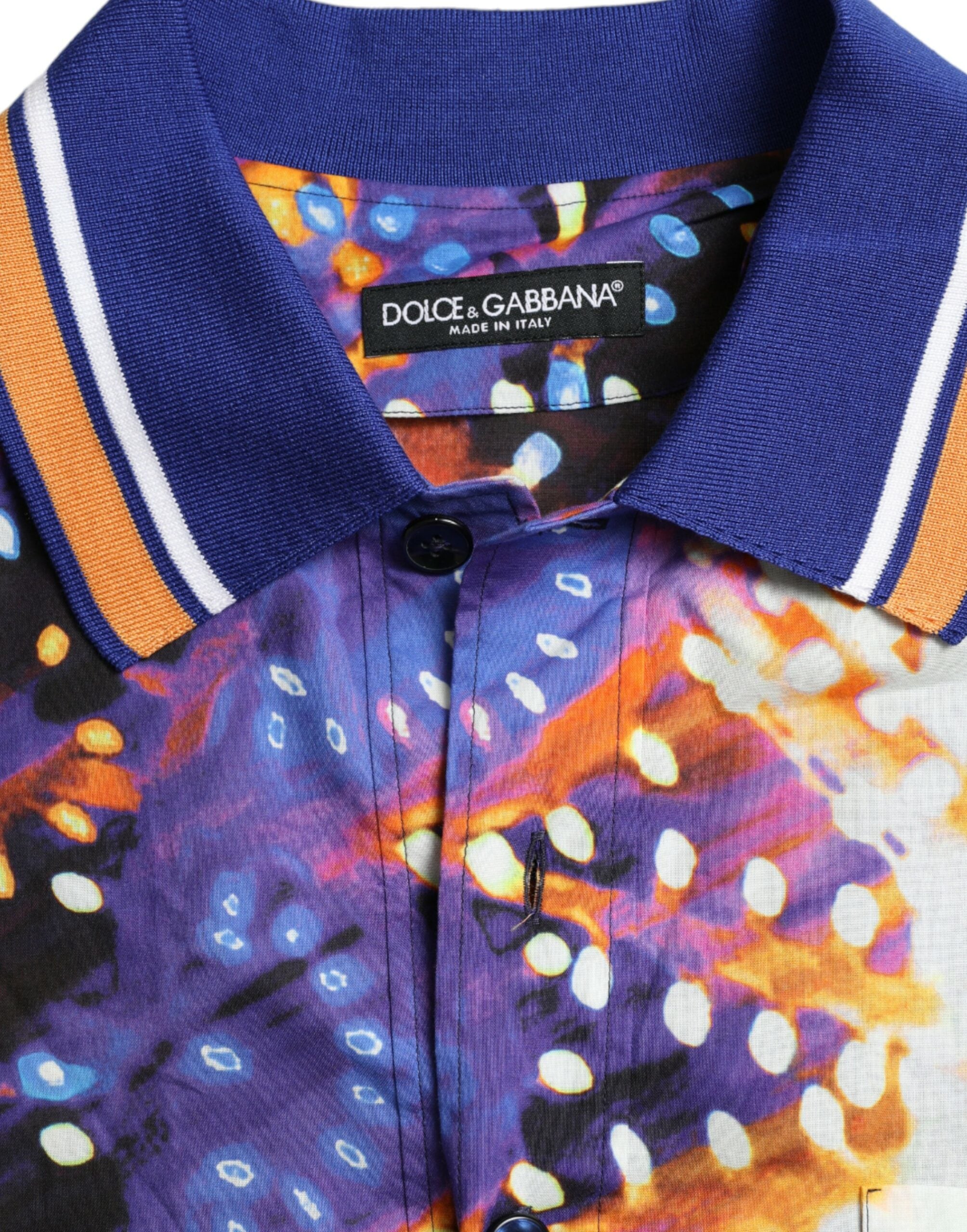 Mehrfarbiges Freizeithemd aus Baumwolle mit Luminarie-Print von Dolce &amp; Gabbana