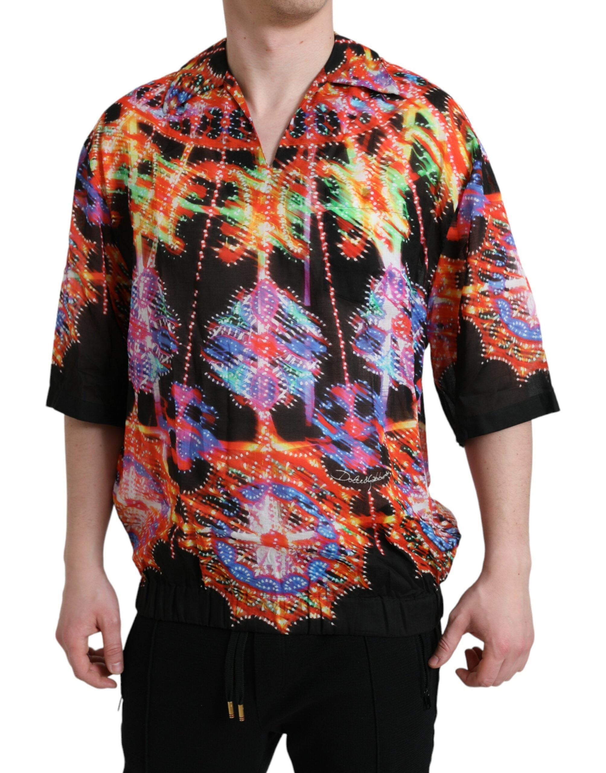 Tricou din bumbac cu imprimeu Luminarie multicolor Dolce &amp; Gabbana