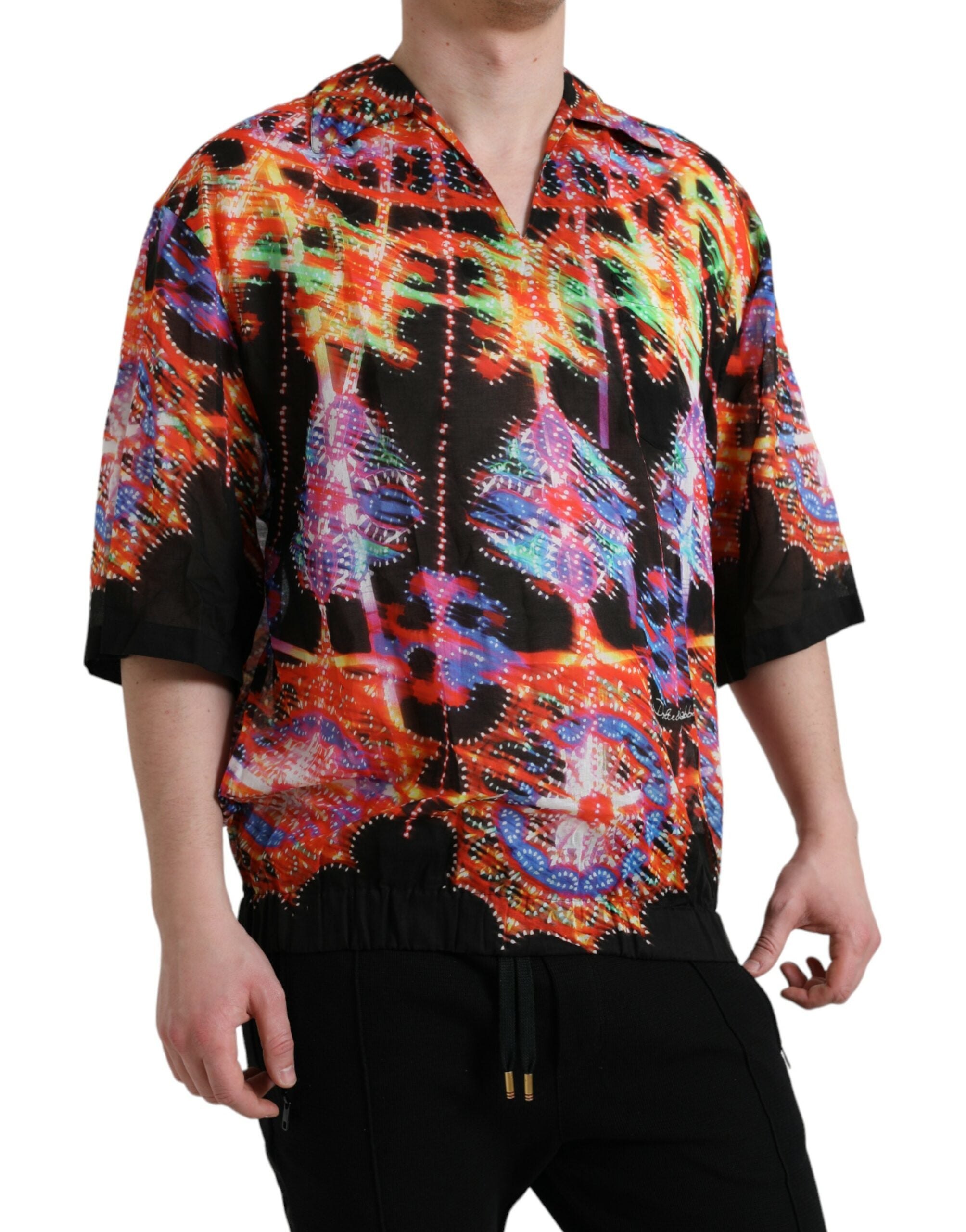 Tricou din bumbac cu imprimeu Luminarie multicolor Dolce &amp; Gabbana
