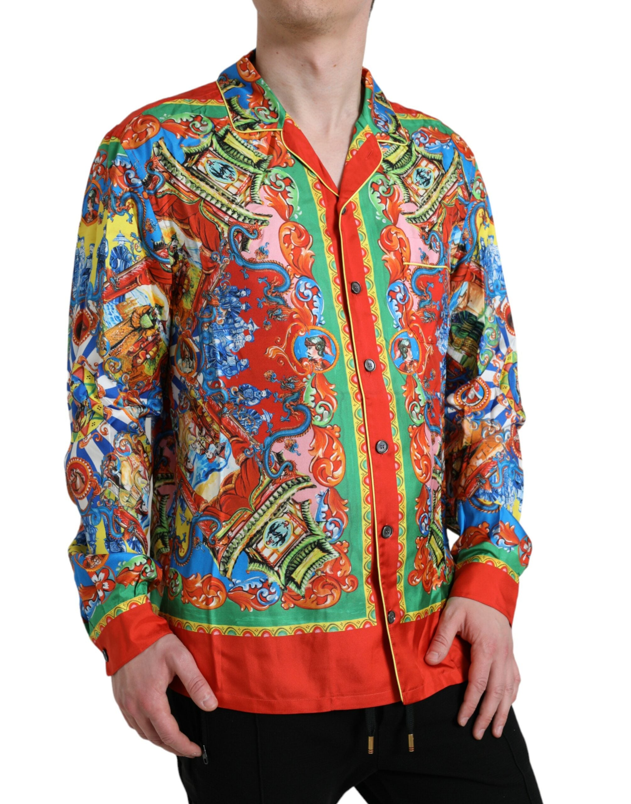 Dolce &amp; Gabbana – Freizeithemd mit mehrfarbigem Muster und Button-Down-Kragen