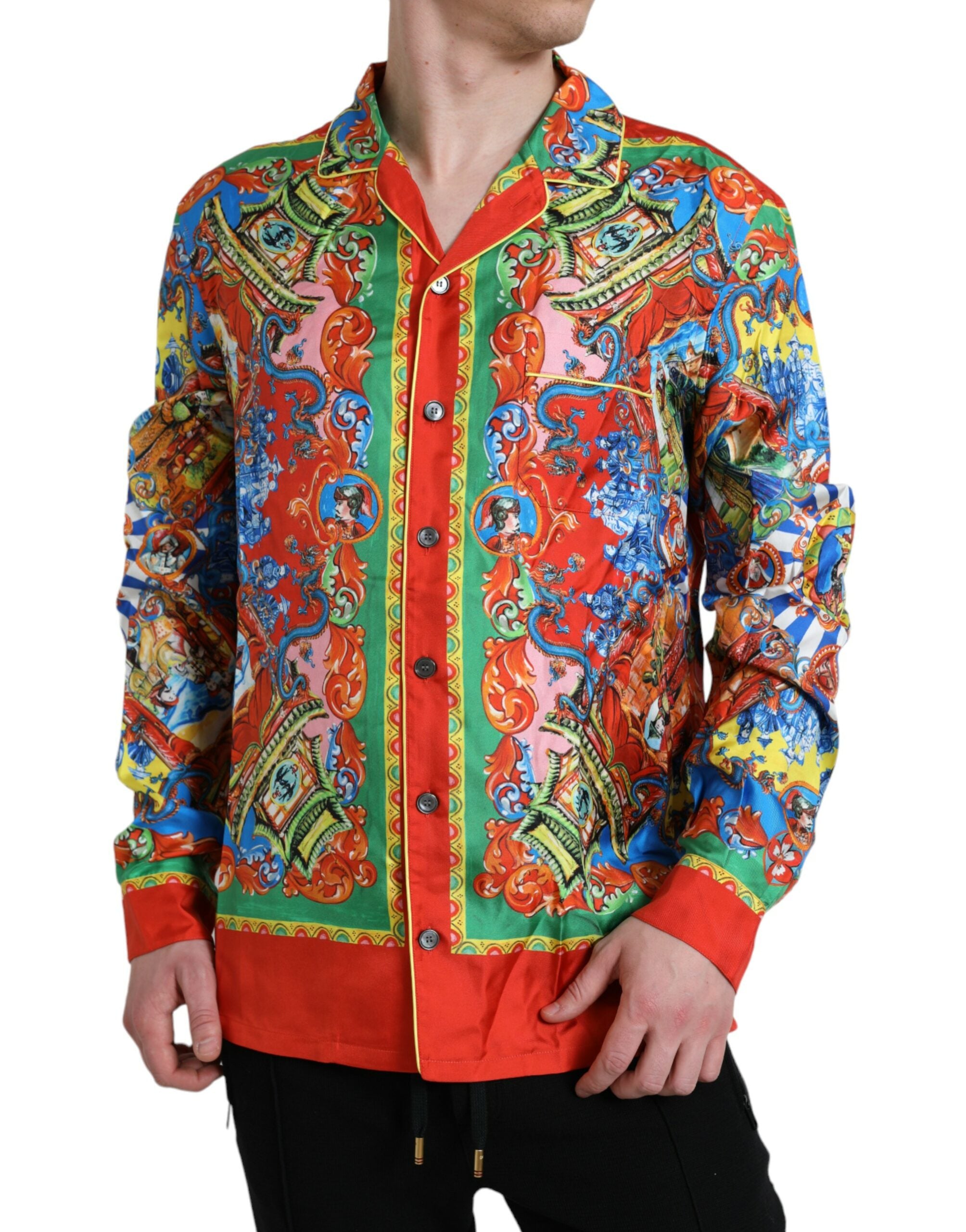 Dolce &amp; Gabbana – Freizeithemd mit mehrfarbigem Muster und Button-Down-Kragen