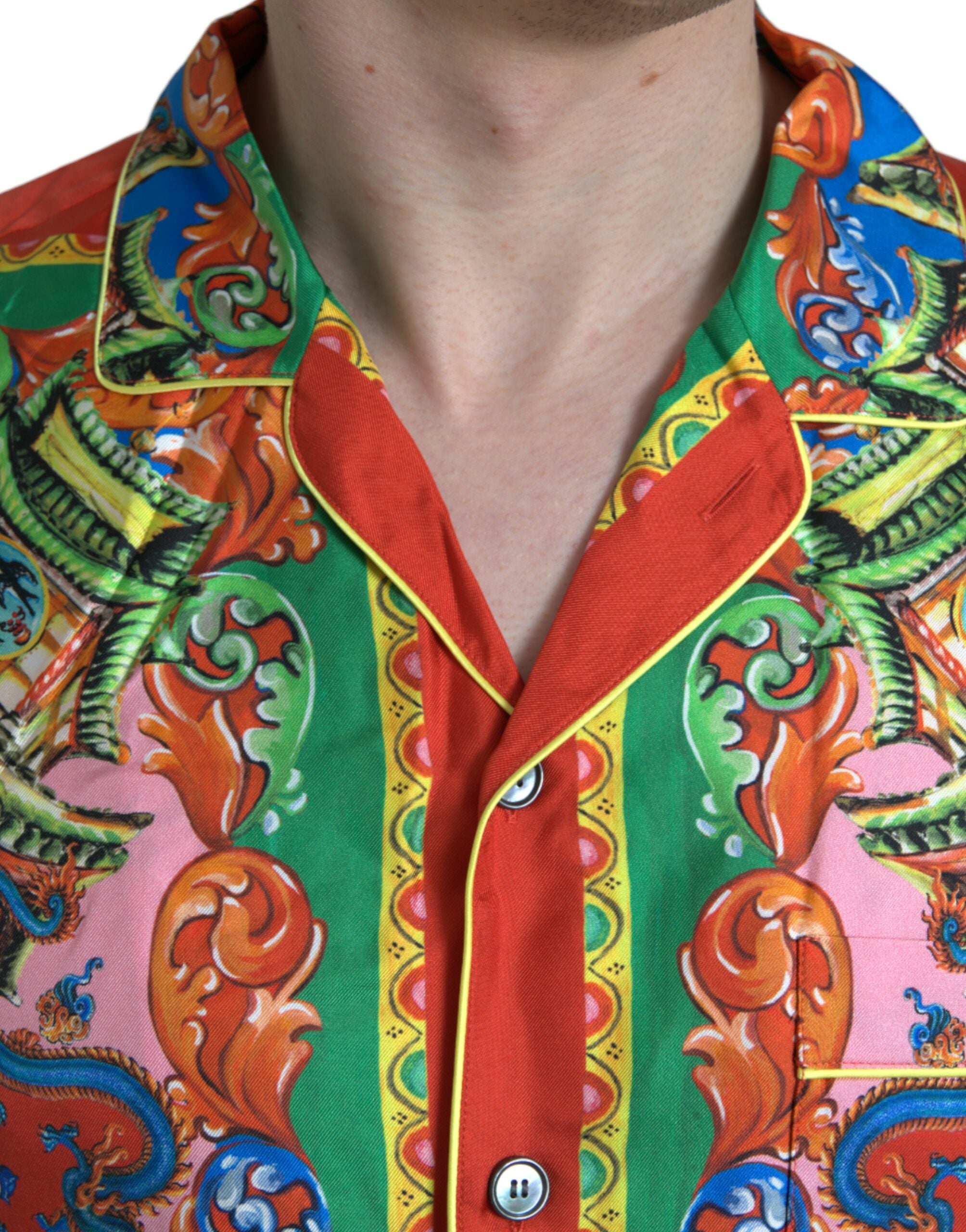 Dolce &amp; Gabbana – Freizeithemd mit mehrfarbigem Muster und Button-Down-Kragen