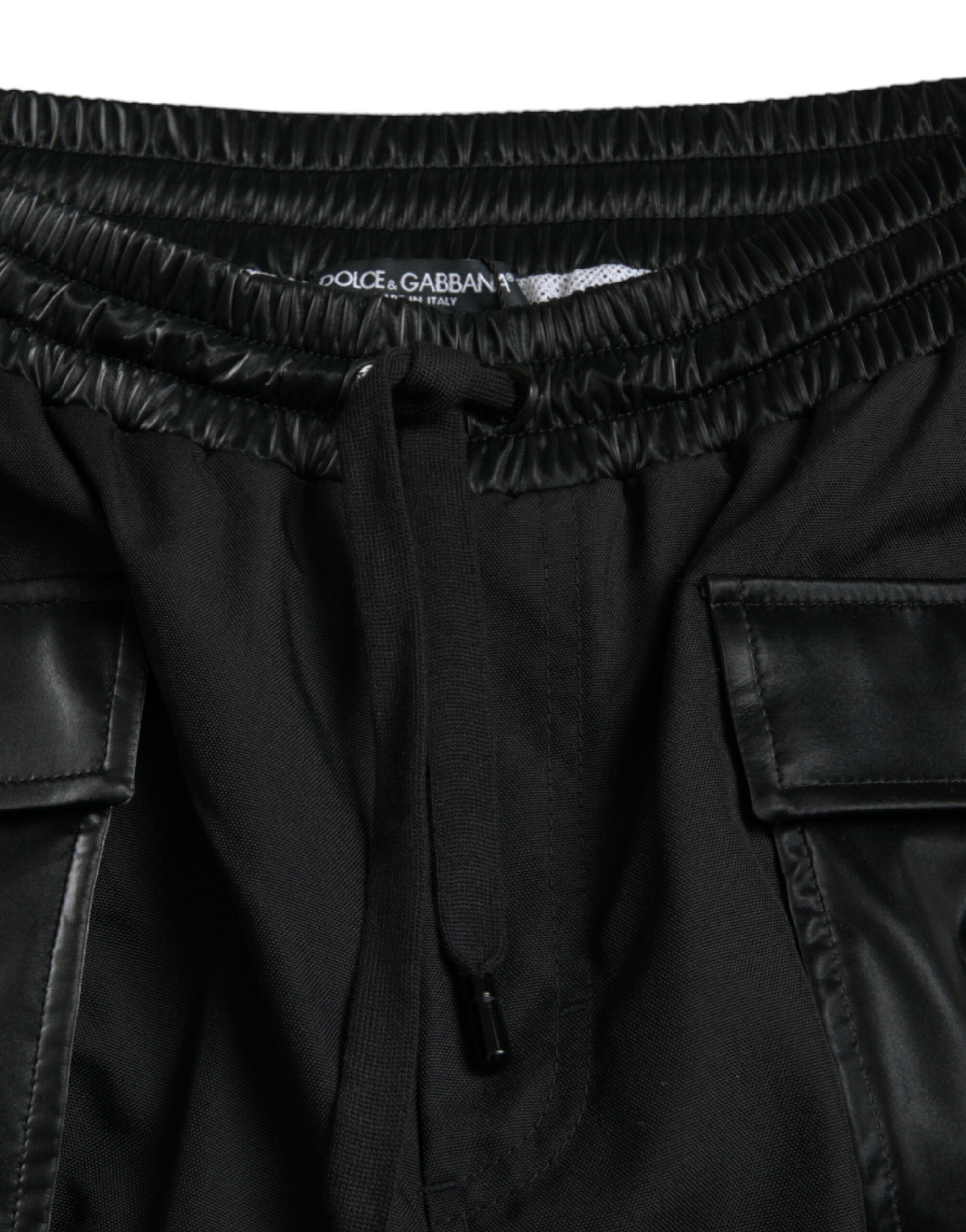 Dolce &amp; Gabbana Schwarze Nylon Cargo Jogger Herren Jogginghose
