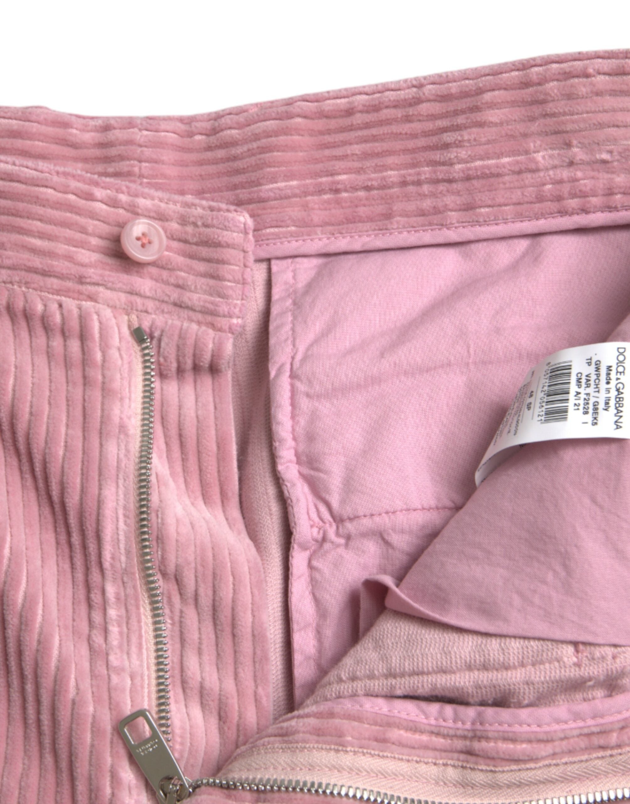 Dolce &amp; Gabbana – Skinny-Cargo-Jeans aus Cord-Baumwolle mit Stretch in Rosa