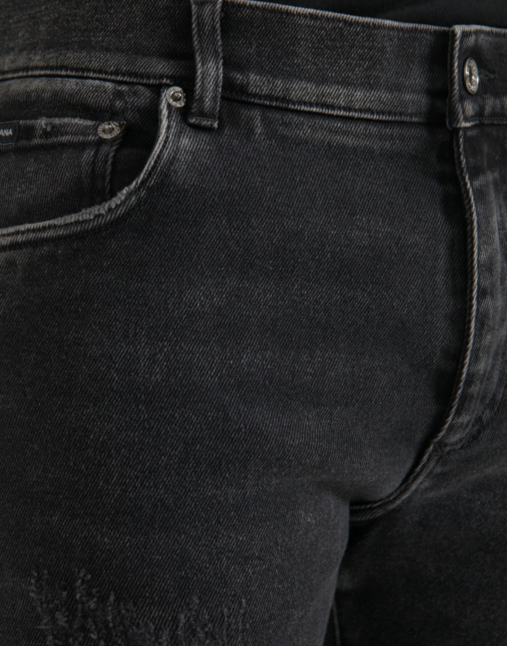 Dolce &amp; Gabbana – Graue Skinny-Jeans aus Baumwollstretch mit Logo