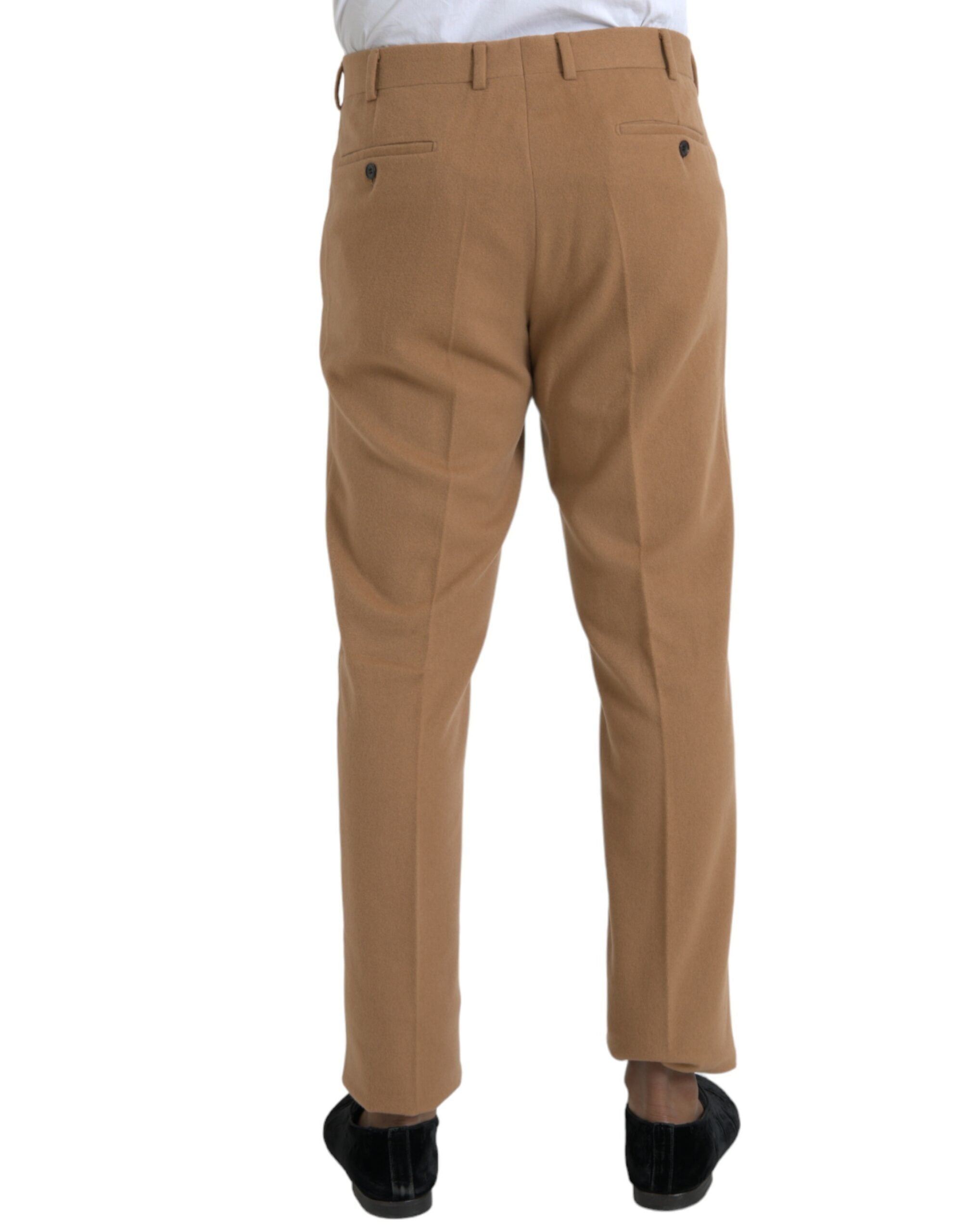 Pantaloni eleganți drepți din cașmir bej Prada pentru bărbați