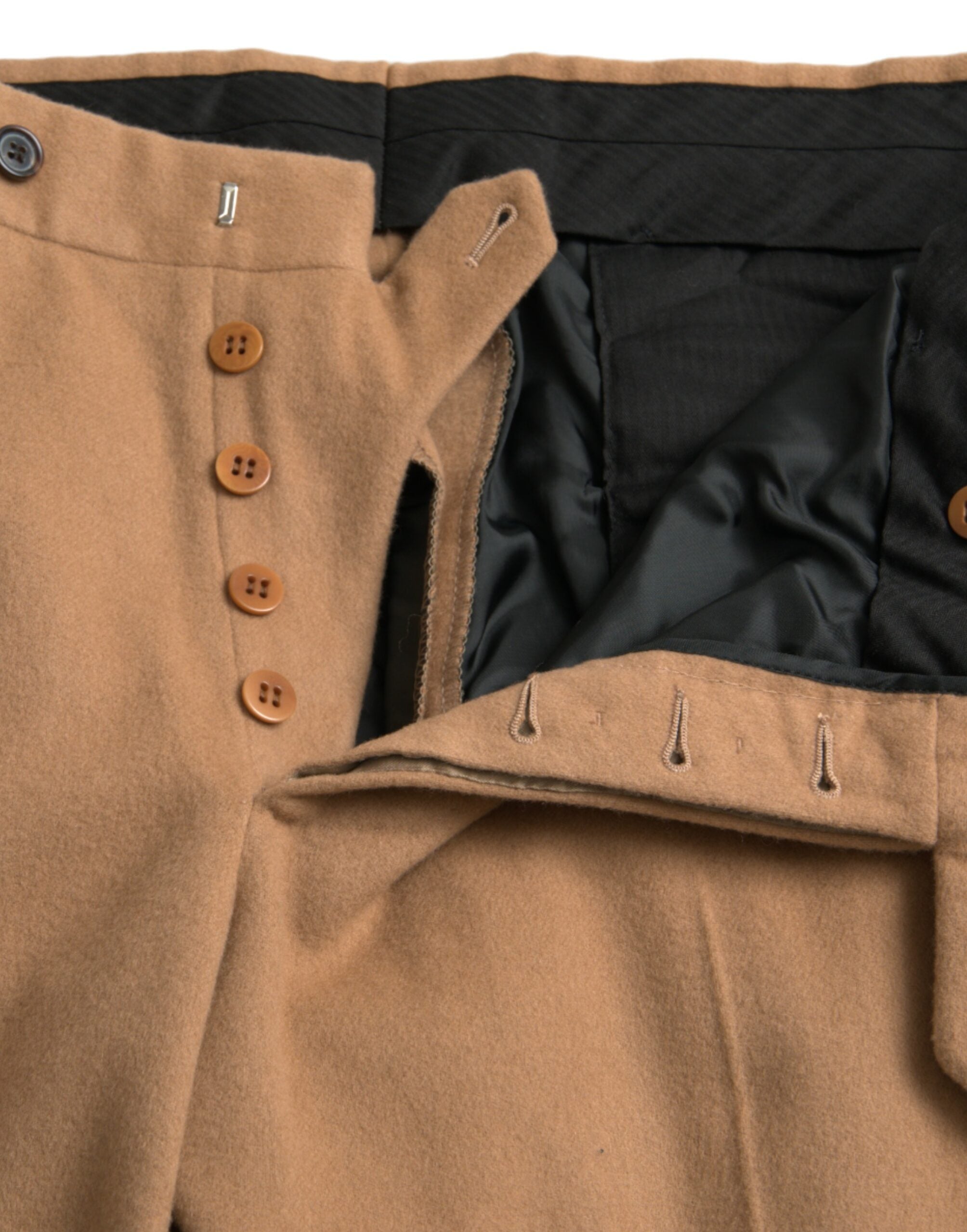 Pantaloni eleganți drepți din cașmir bej Prada pentru bărbați
