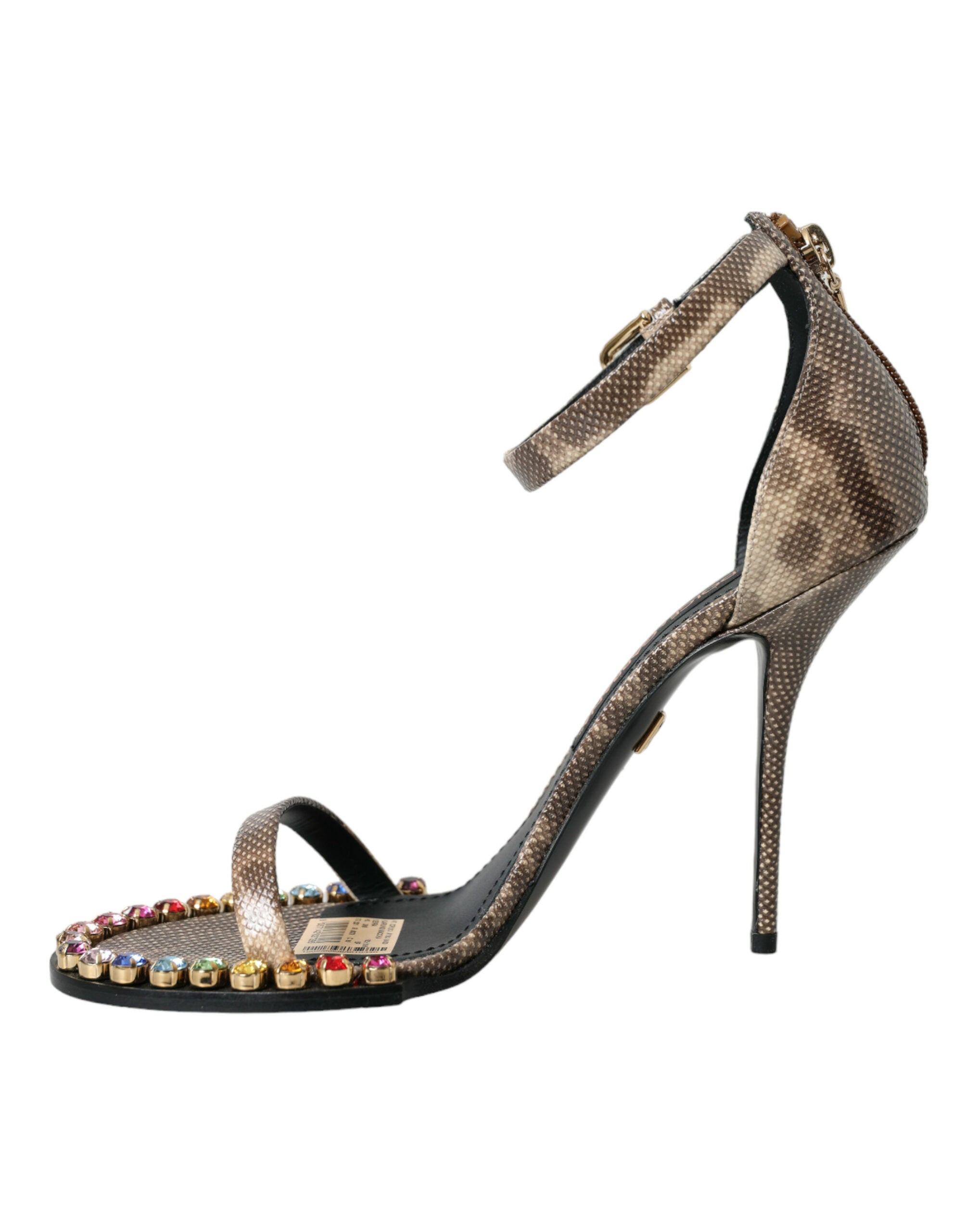 Sandale Dolce &amp; Gabbana maro din piele exotică cu cristale