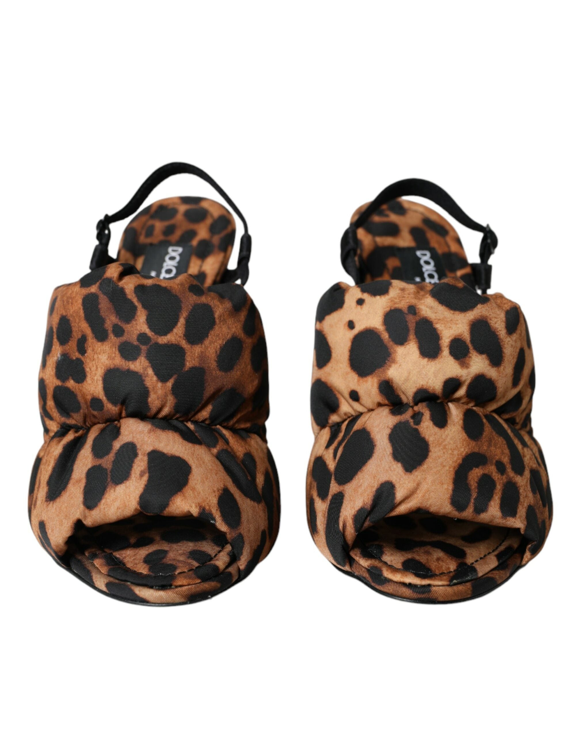 Dolce &amp; Gabbana Braune Sandalen mit Leopardenmuster und Slingback-Absätzen