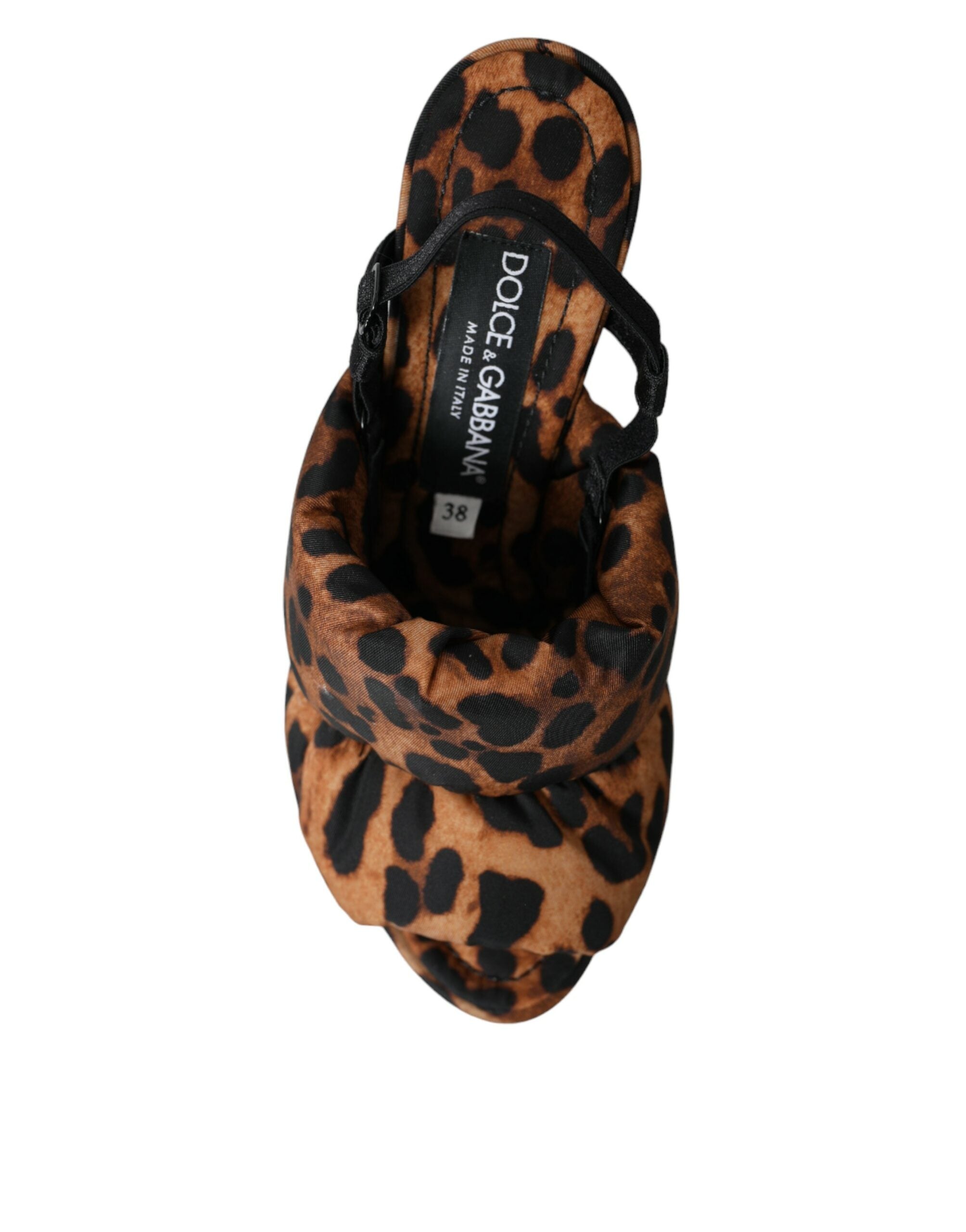 Sandale Dolce &amp; Gabbana maro cu toc slingback și imprimeu leopard