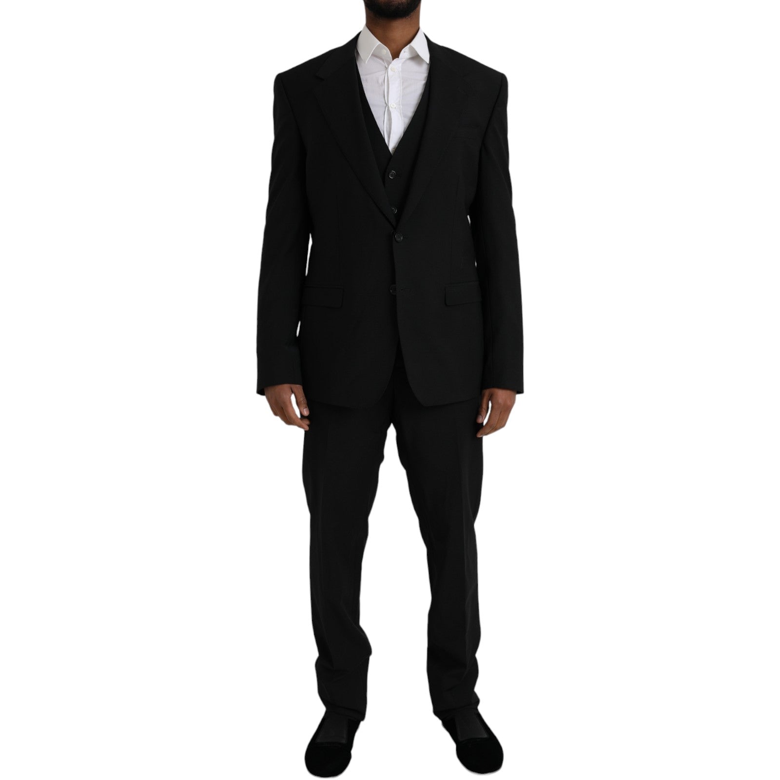 Dolce &amp; Gabbana – Schwarzer STAFF-Anzug aus Polyester, dreiteilig