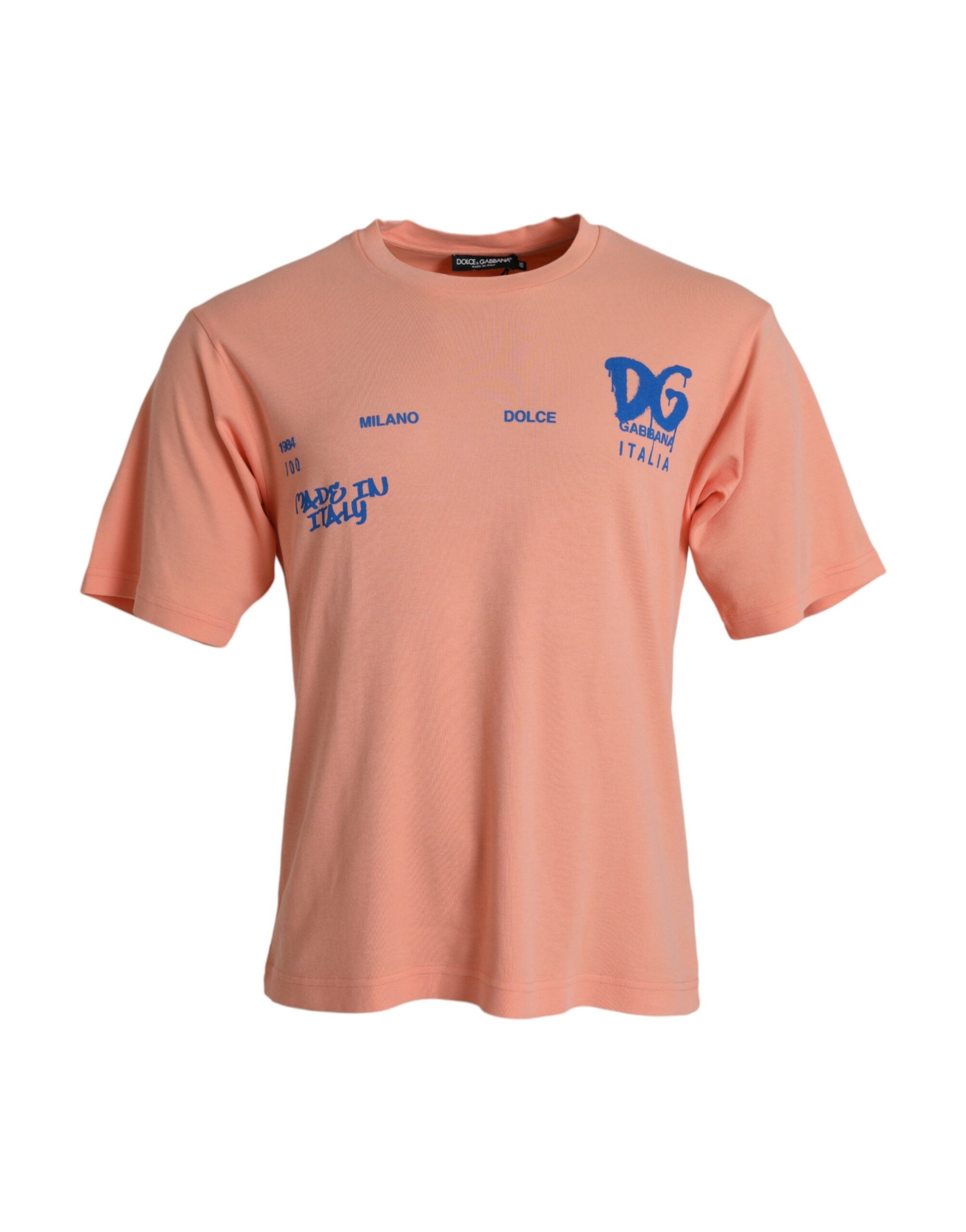 Tricou Dolce &amp; Gabbana cu mânecă scurtă și imprimeu logo din bumbac coral