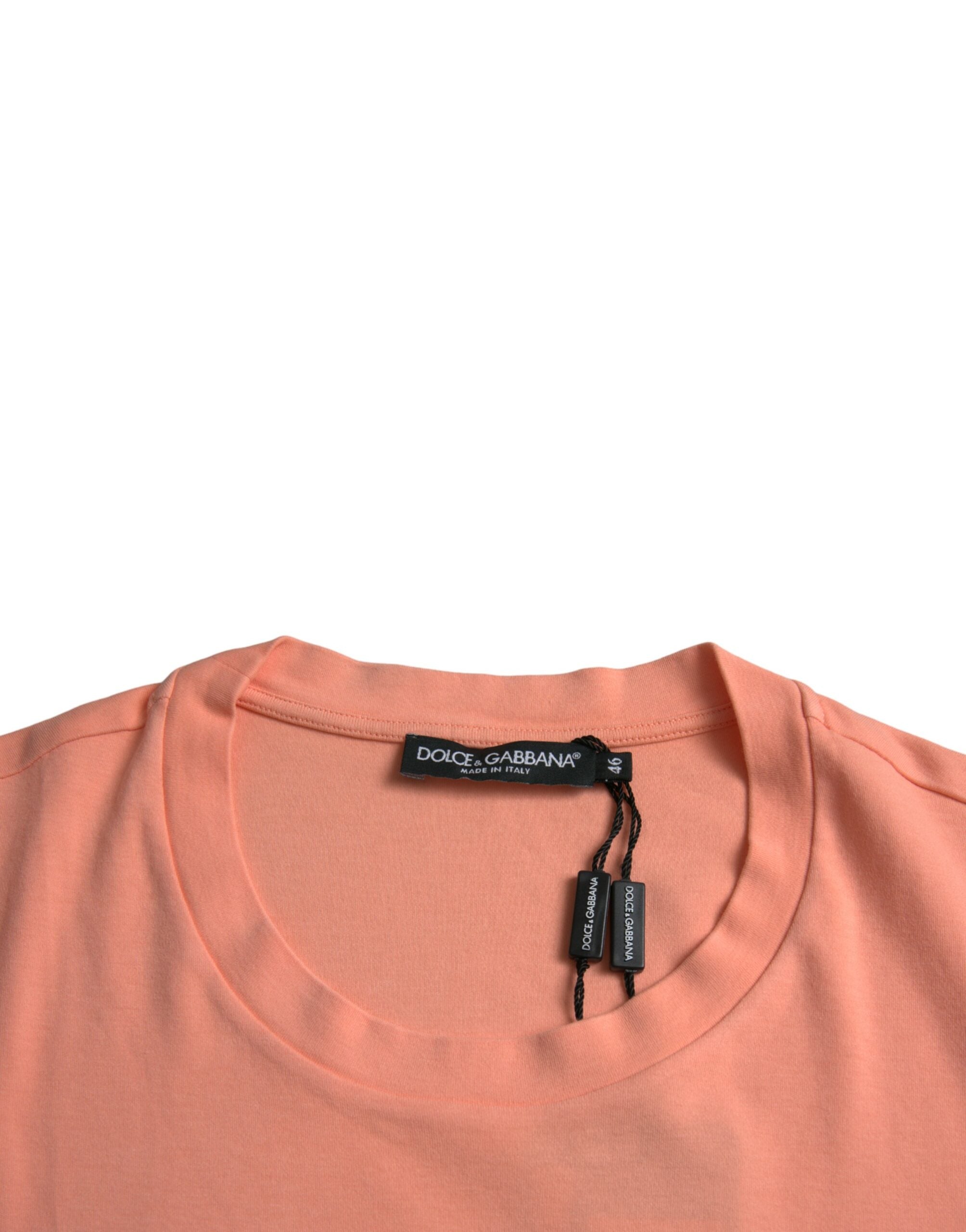 Tricou Dolce &amp; Gabbana cu mânecă scurtă și imprimeu logo din bumbac coral