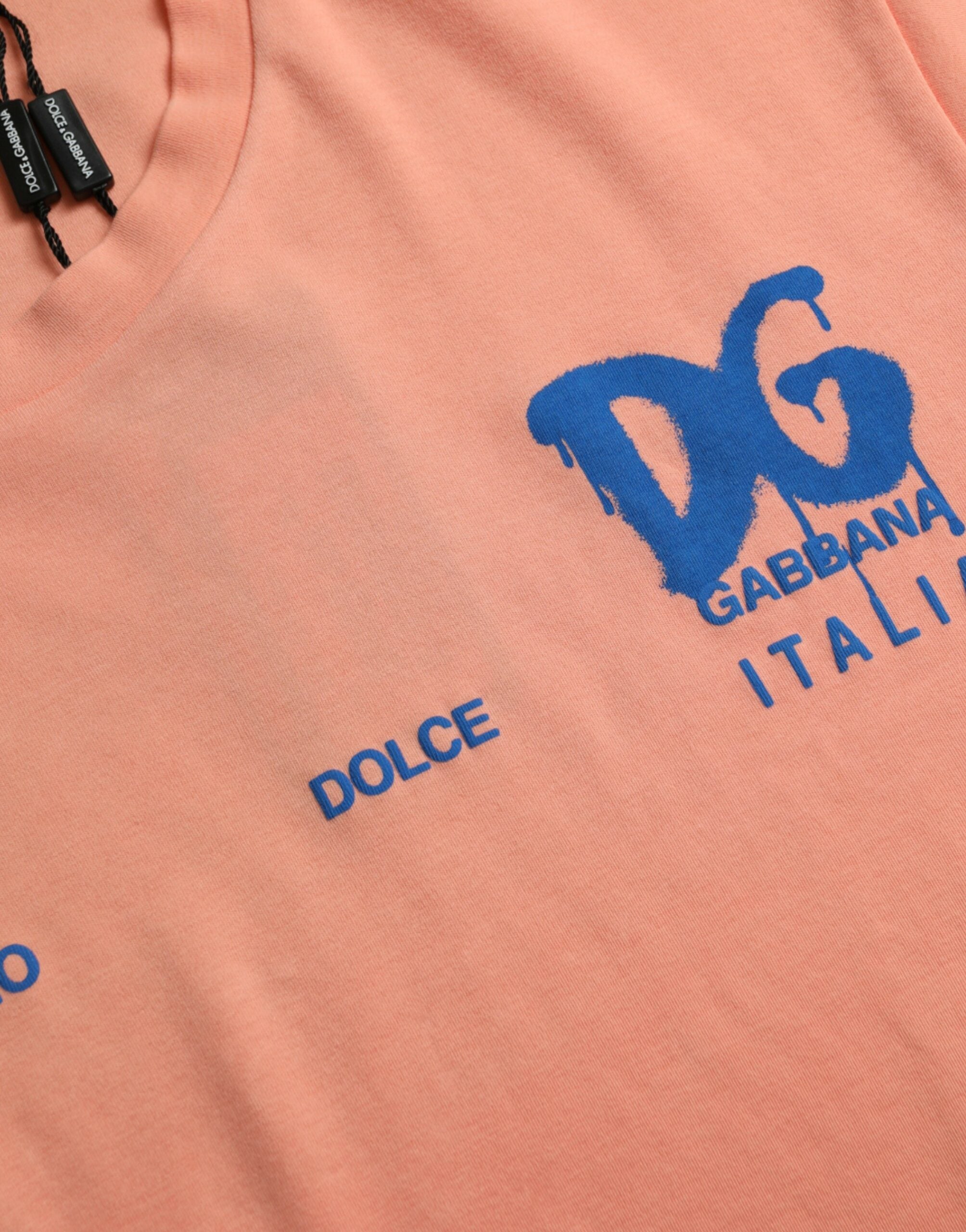 Tricou Dolce &amp; Gabbana cu mânecă scurtă și imprimeu logo din bumbac coral