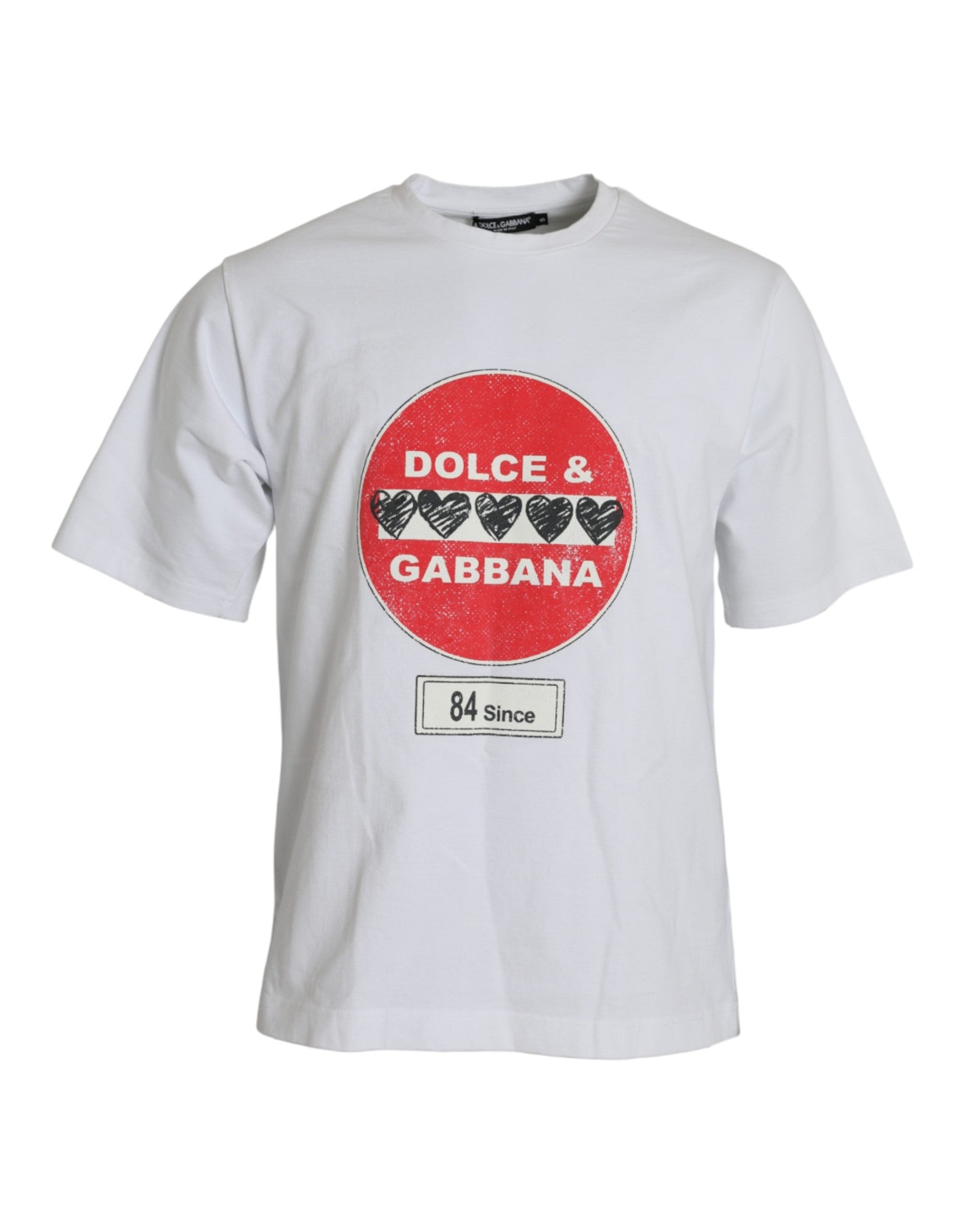 Tricou Dolce &amp; Gabbana alb cu mânecă scurtă din bumbac Amor Heart