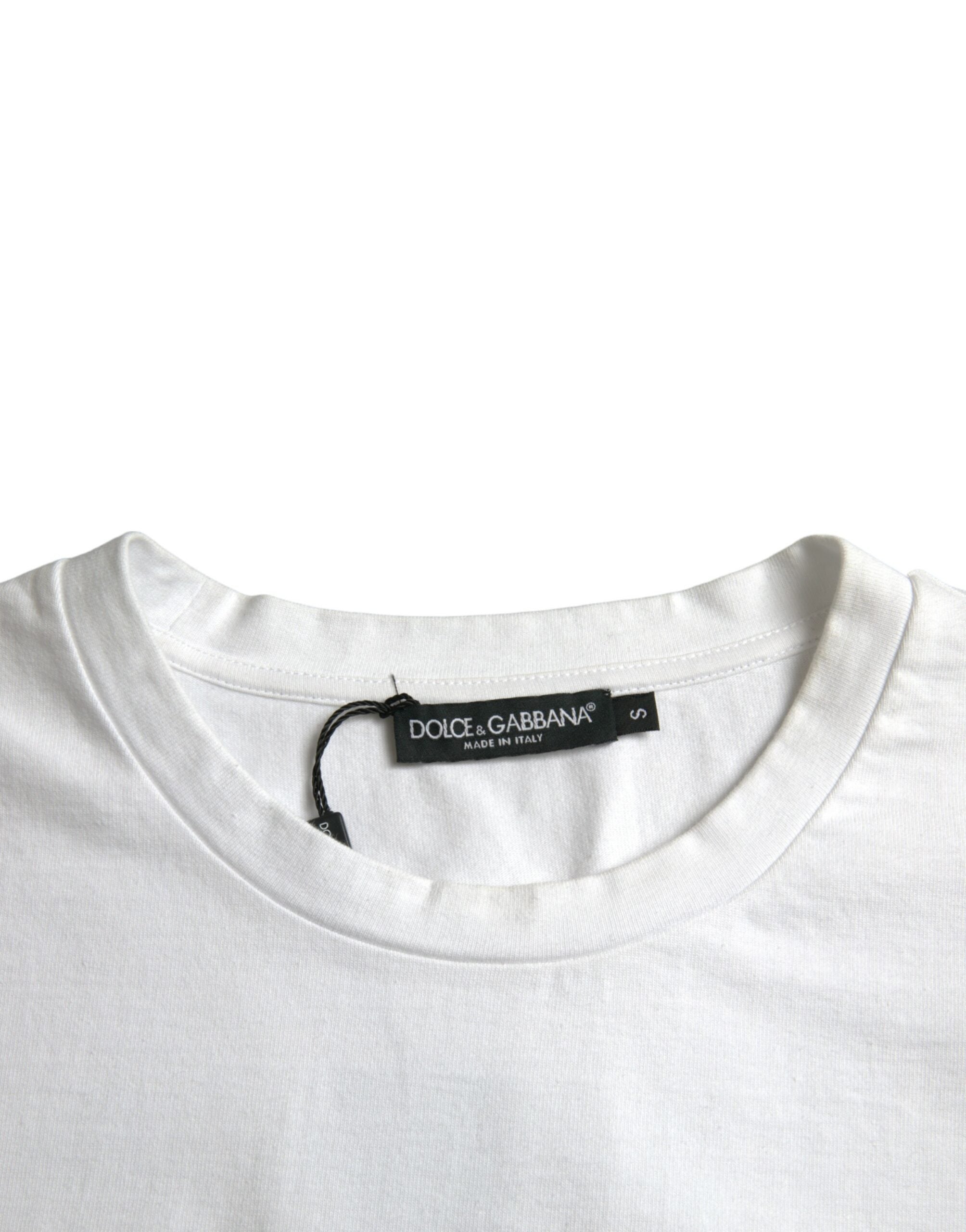 Tricou Dolce &amp; Gabbana alb cu mânecă scurtă din bumbac Amor Heart