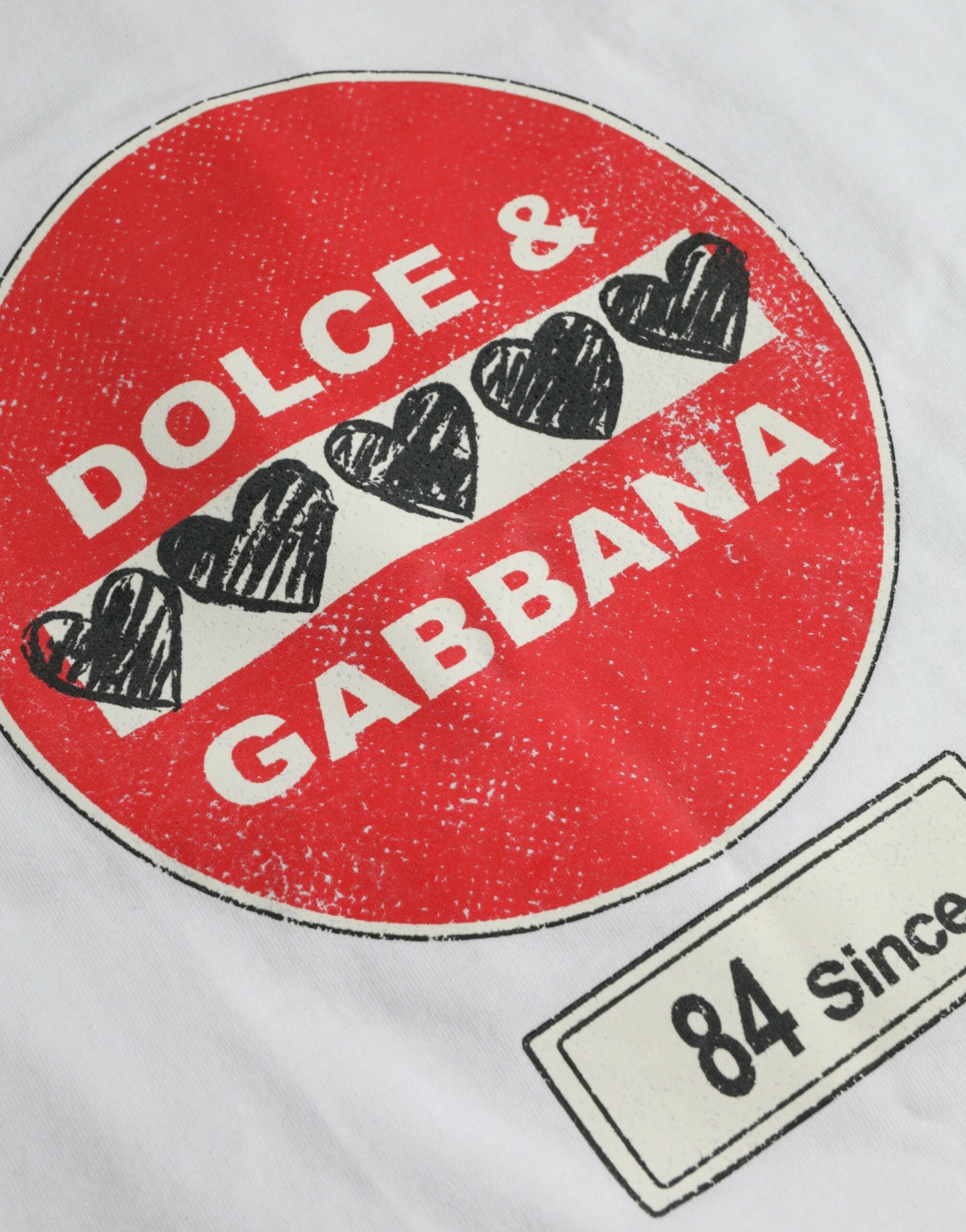 Tricou Dolce &amp; Gabbana alb cu mânecă scurtă din bumbac Amor Heart