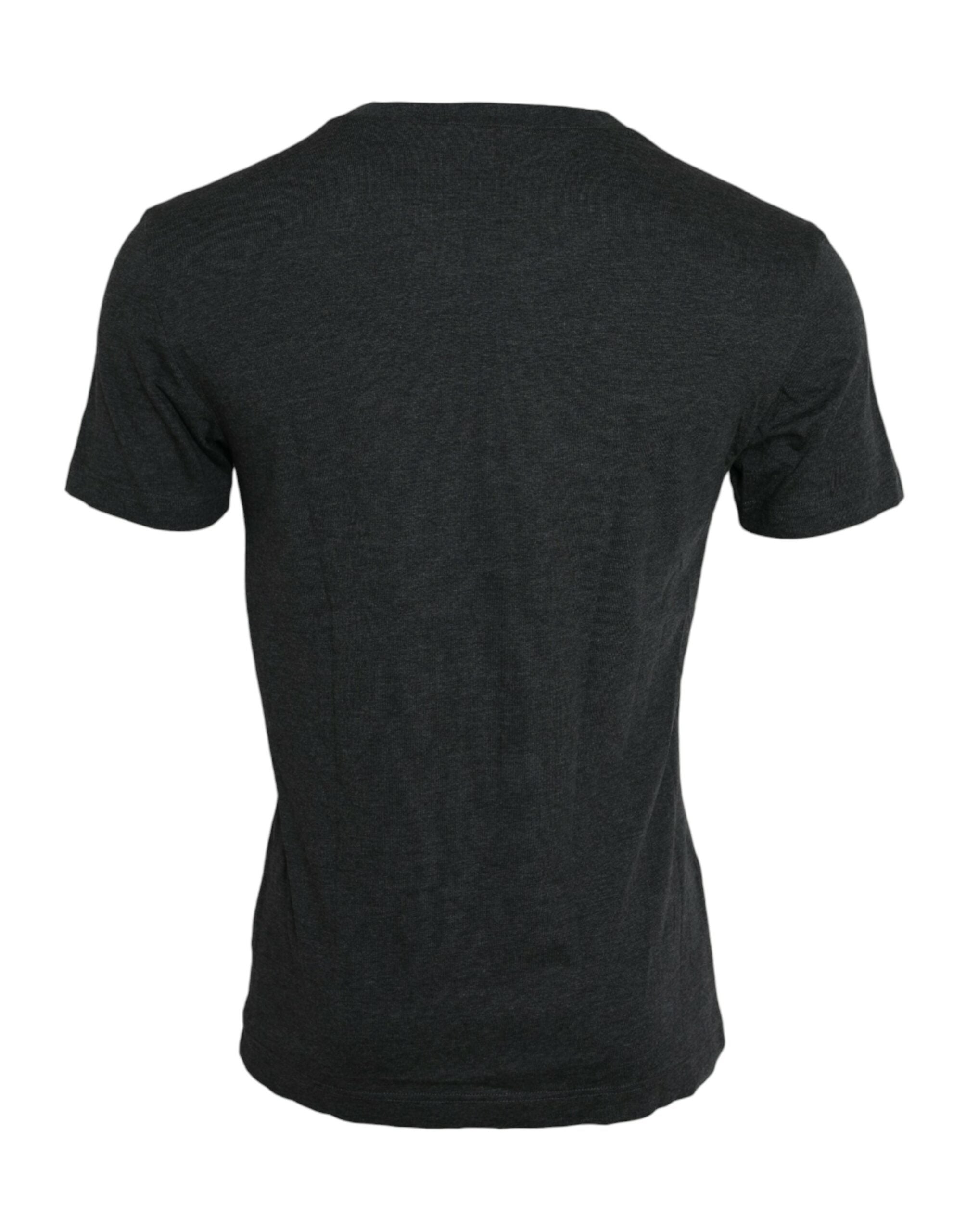 Tricou Dolce &amp; Gabbana gri cu logo și guler rotund și mânecă scurtă