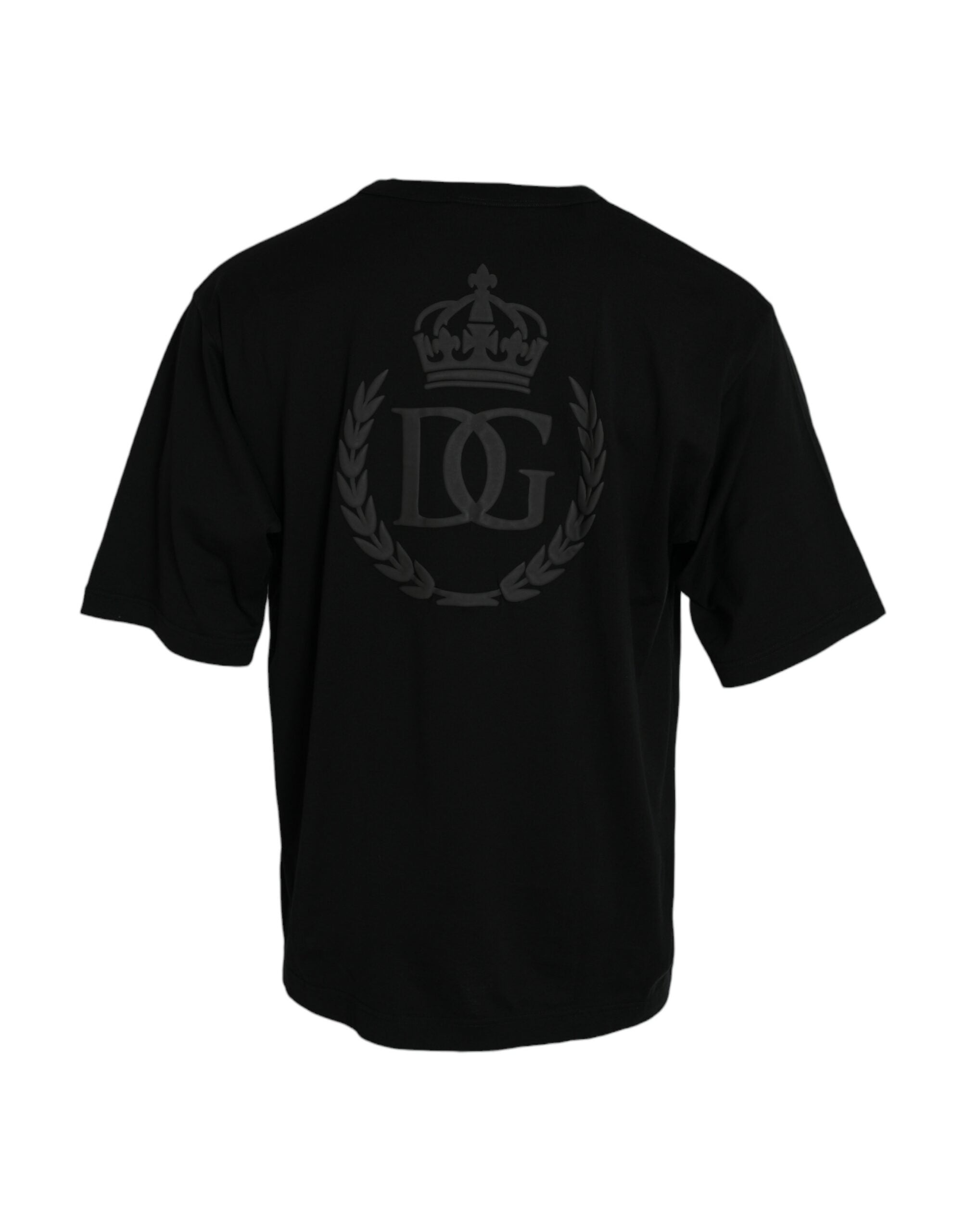 Tricou Dolce &amp; Gabbana cu mânecă scurtă și guler rotund, cu logo negru în relief
