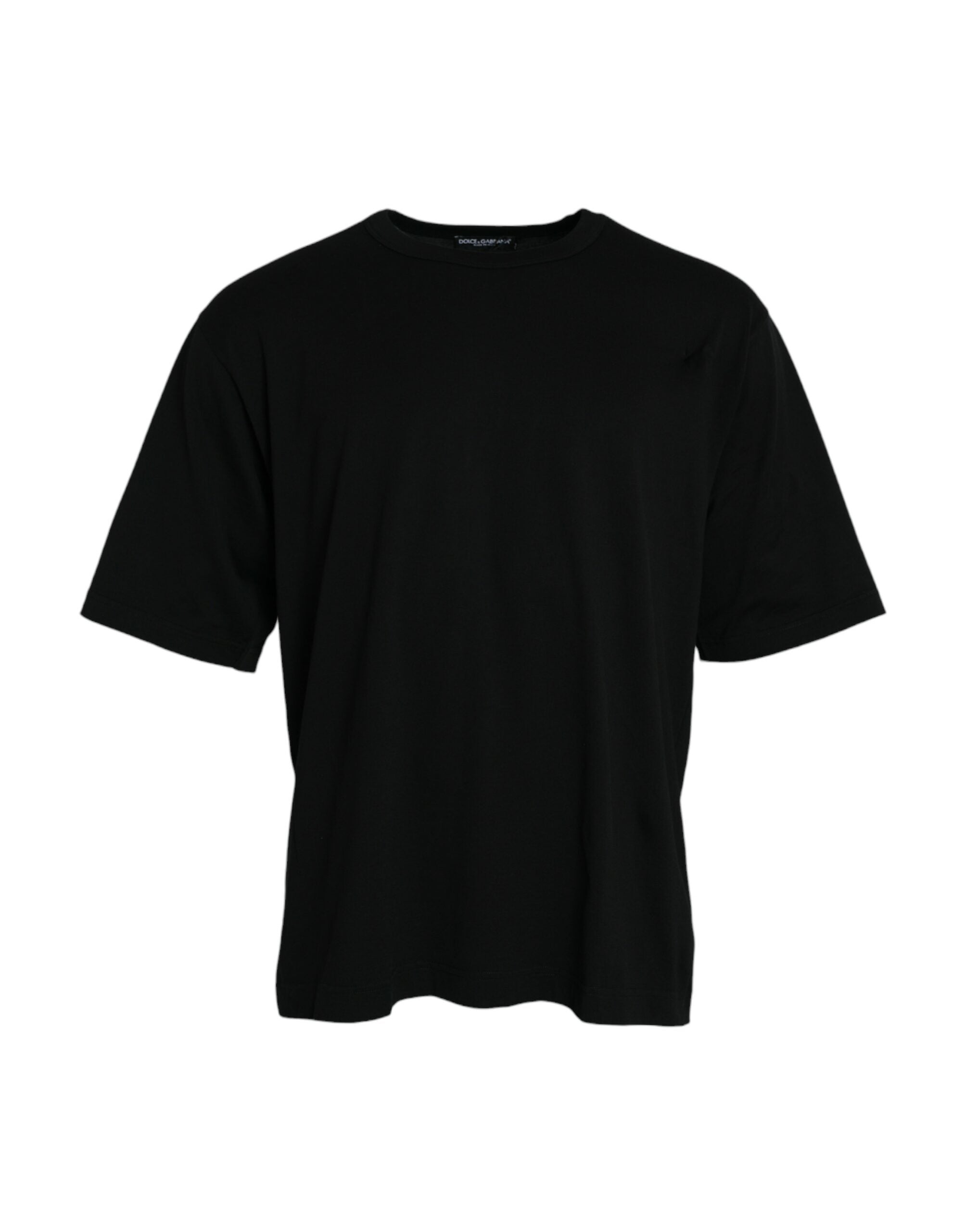 Tricou Dolce &amp; Gabbana cu mânecă scurtă și guler rotund, cu logo negru în relief