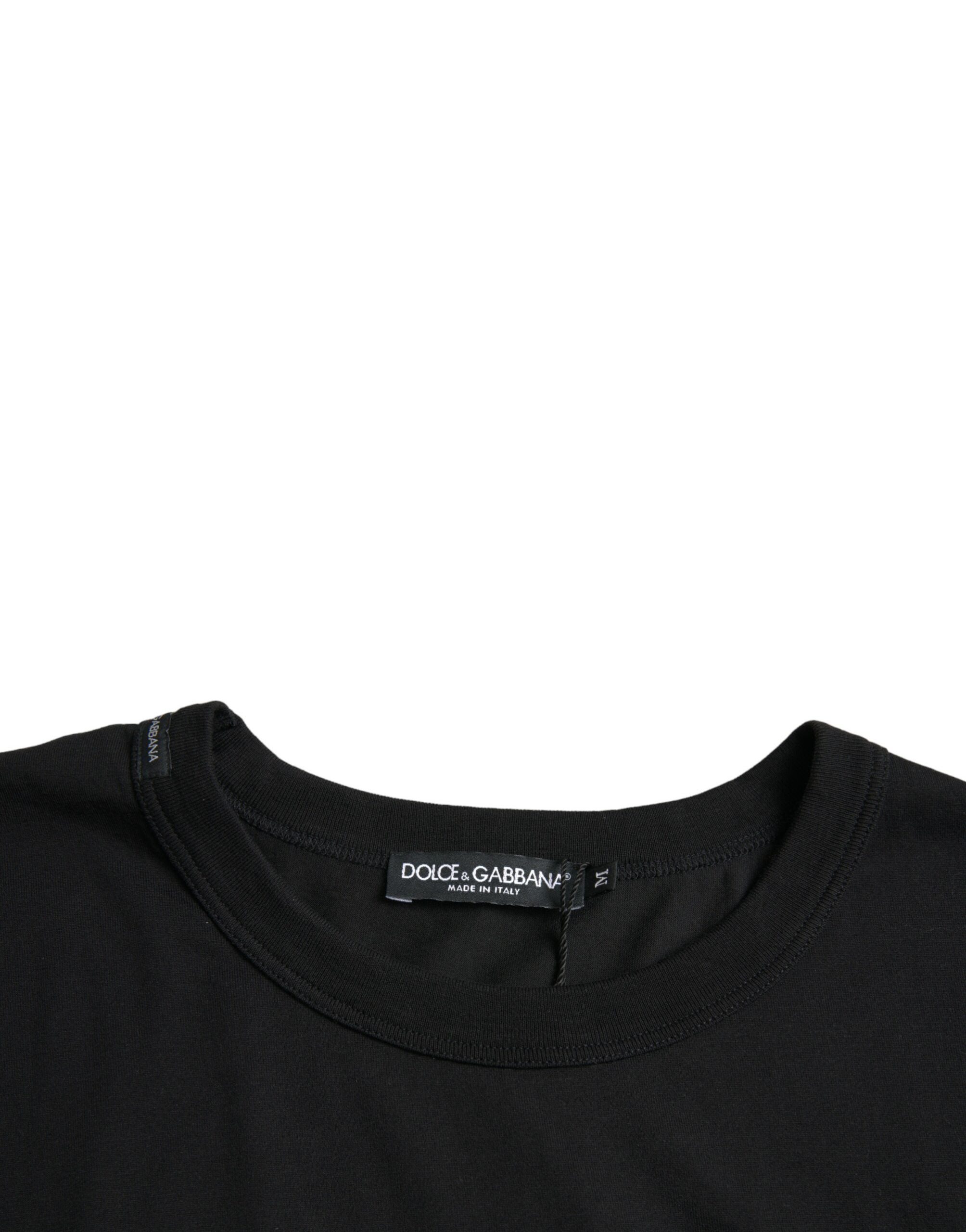 Tricou Dolce &amp; Gabbana cu mânecă scurtă și guler rotund, cu logo negru în relief