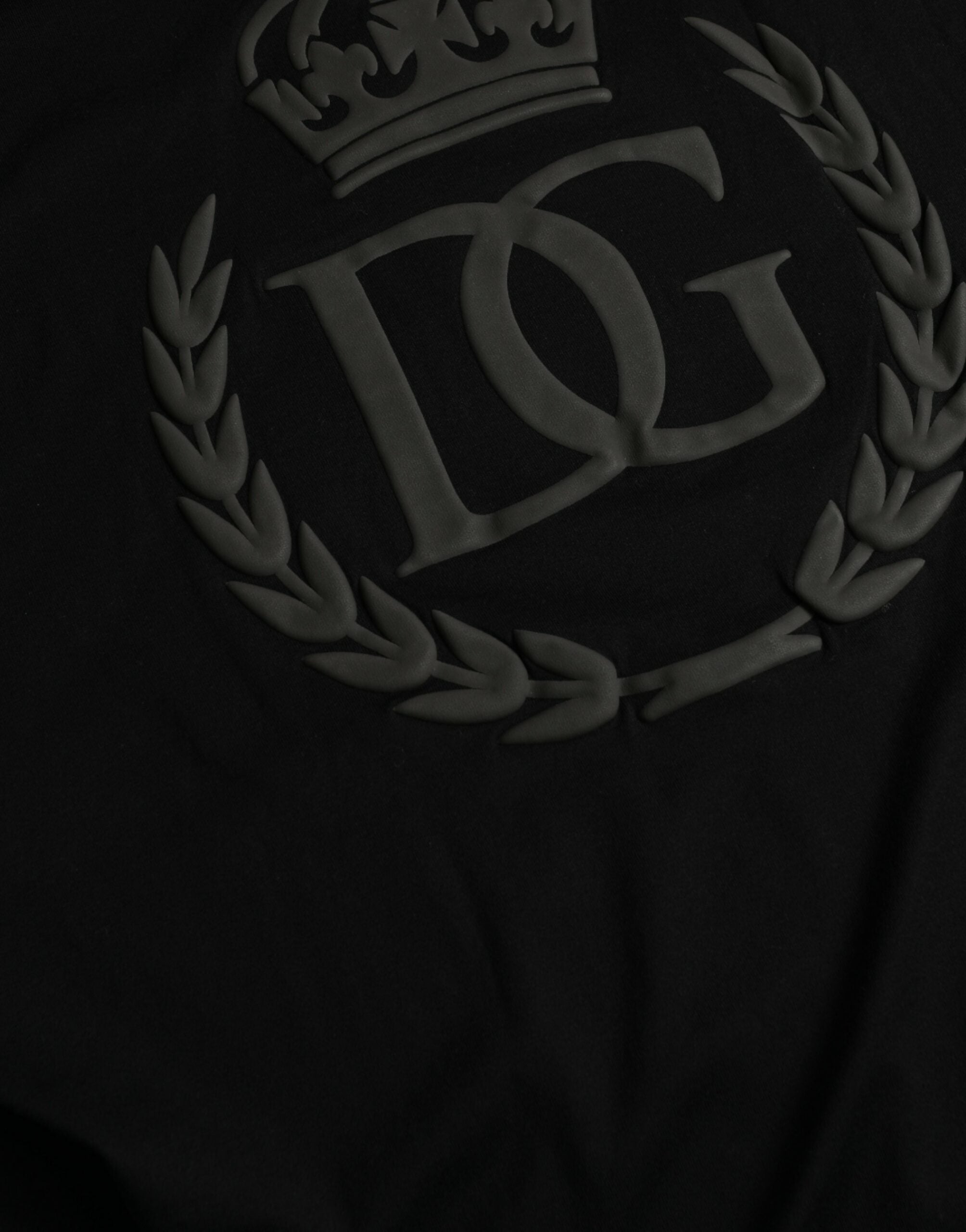 Tricou Dolce &amp; Gabbana cu mânecă scurtă și guler rotund, cu logo negru în relief