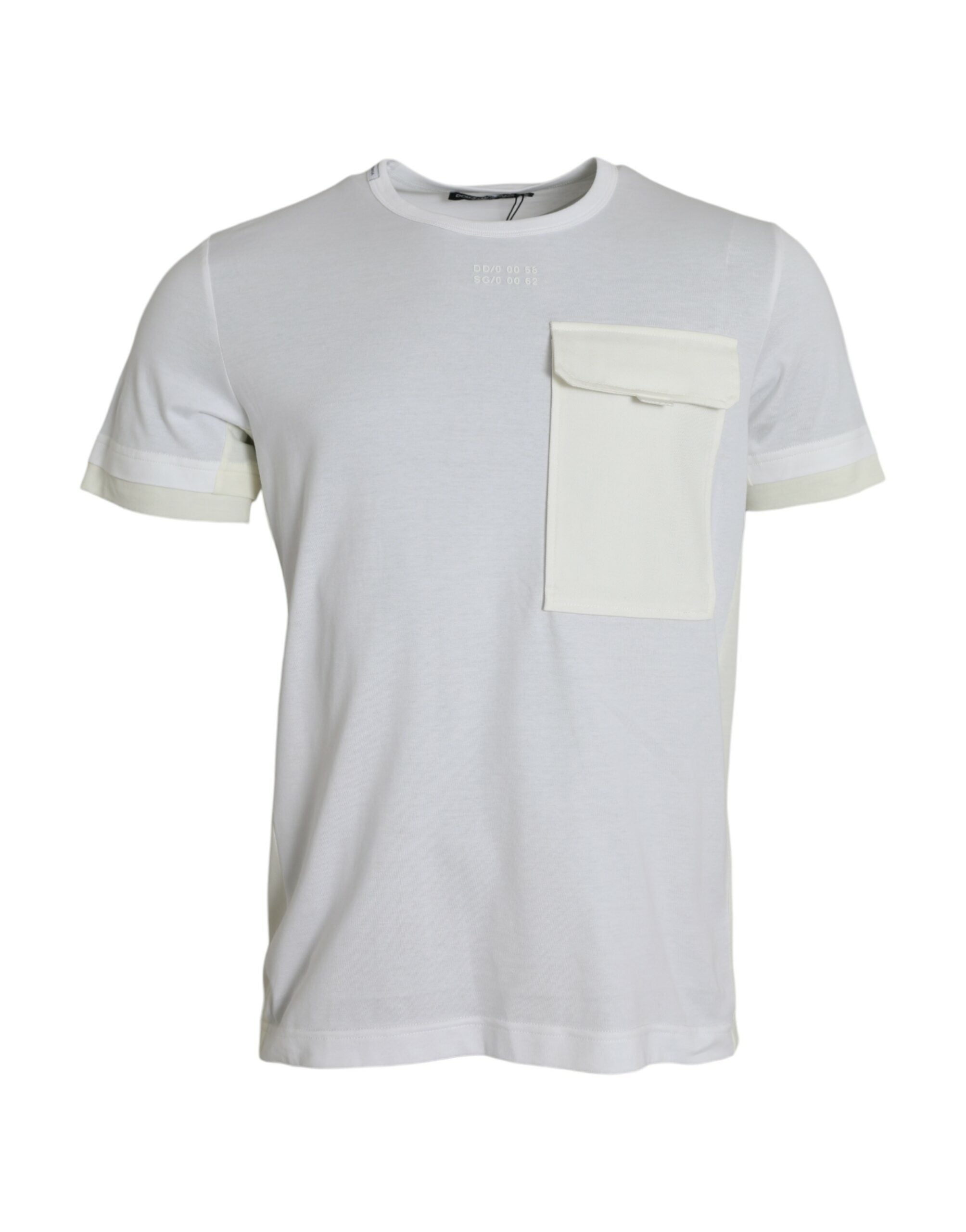 Tricou Dolce &amp; Gabbana alb din bumbac cu mânecă scurtă și buzunar