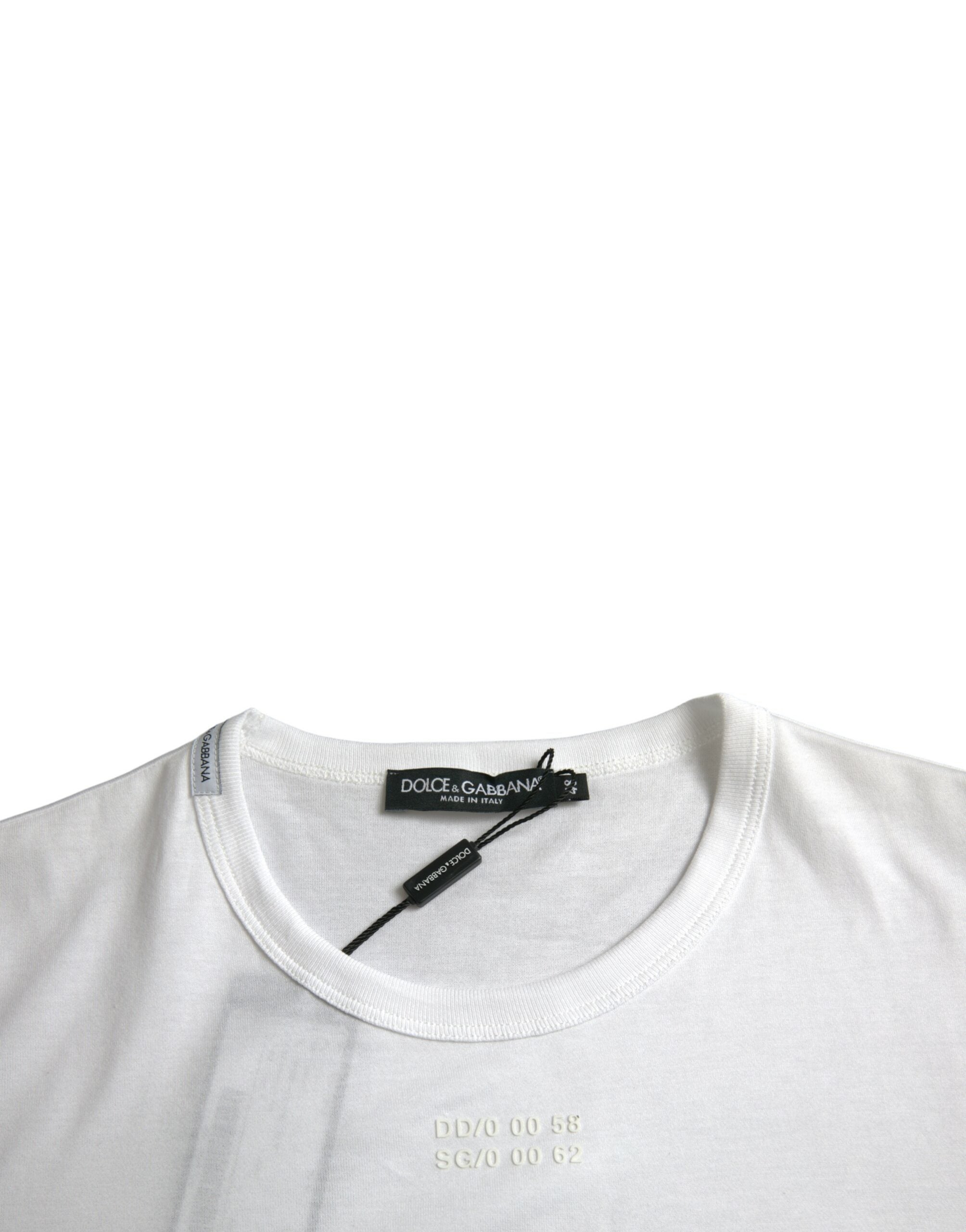Tricou Dolce &amp; Gabbana alb din bumbac cu mânecă scurtă și buzunar