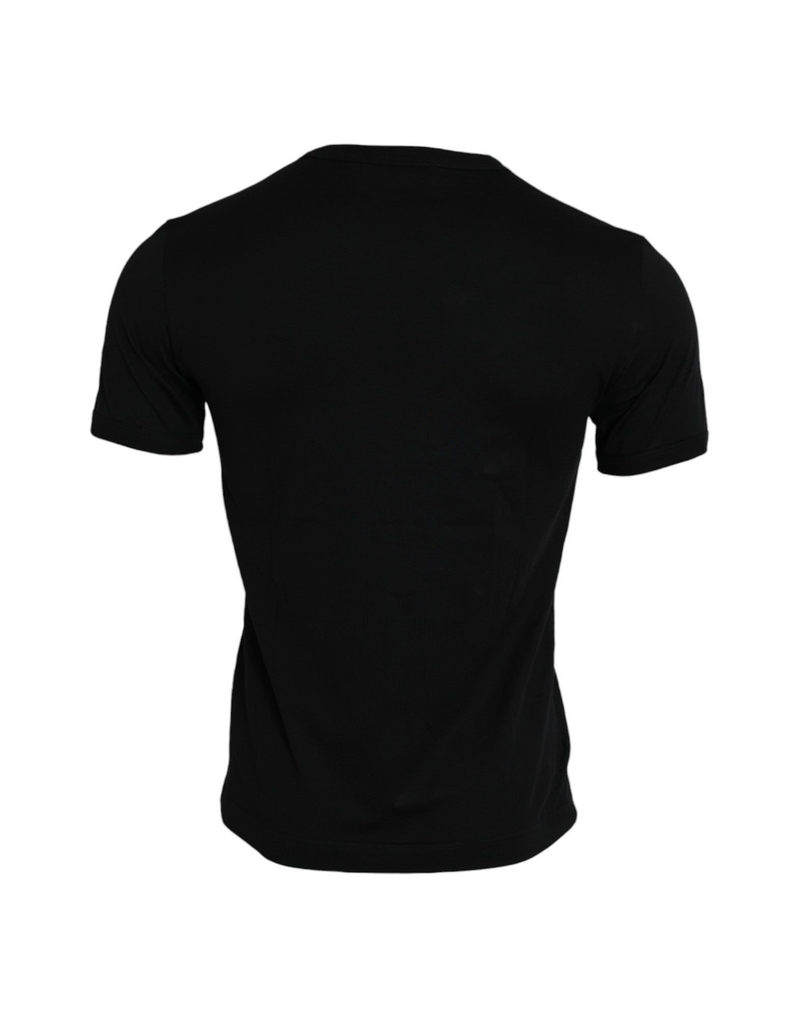 Tricou Dolce &amp; Gabbana negru cu guler rotund din bumbac #DGFamily