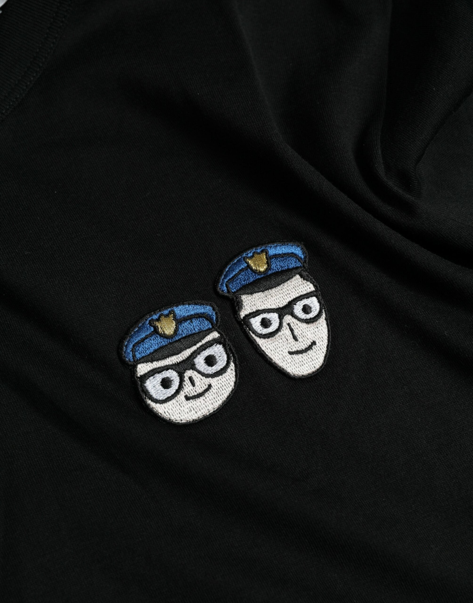 Tricou Dolce &amp; Gabbana negru cu guler rotund din bumbac #DGFamily