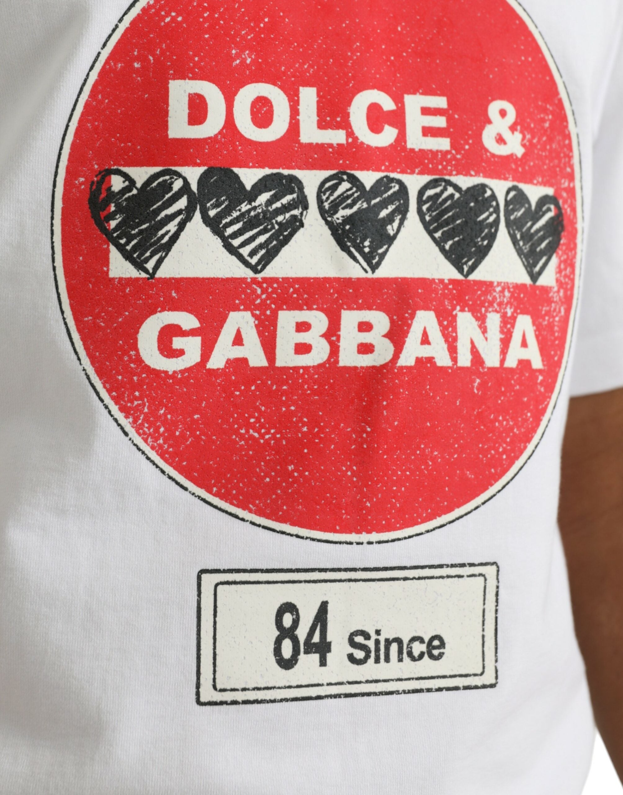 Tricou Dolce &amp; Gabbana alb cu mânecă scurtă din bumbac Amor Heart
