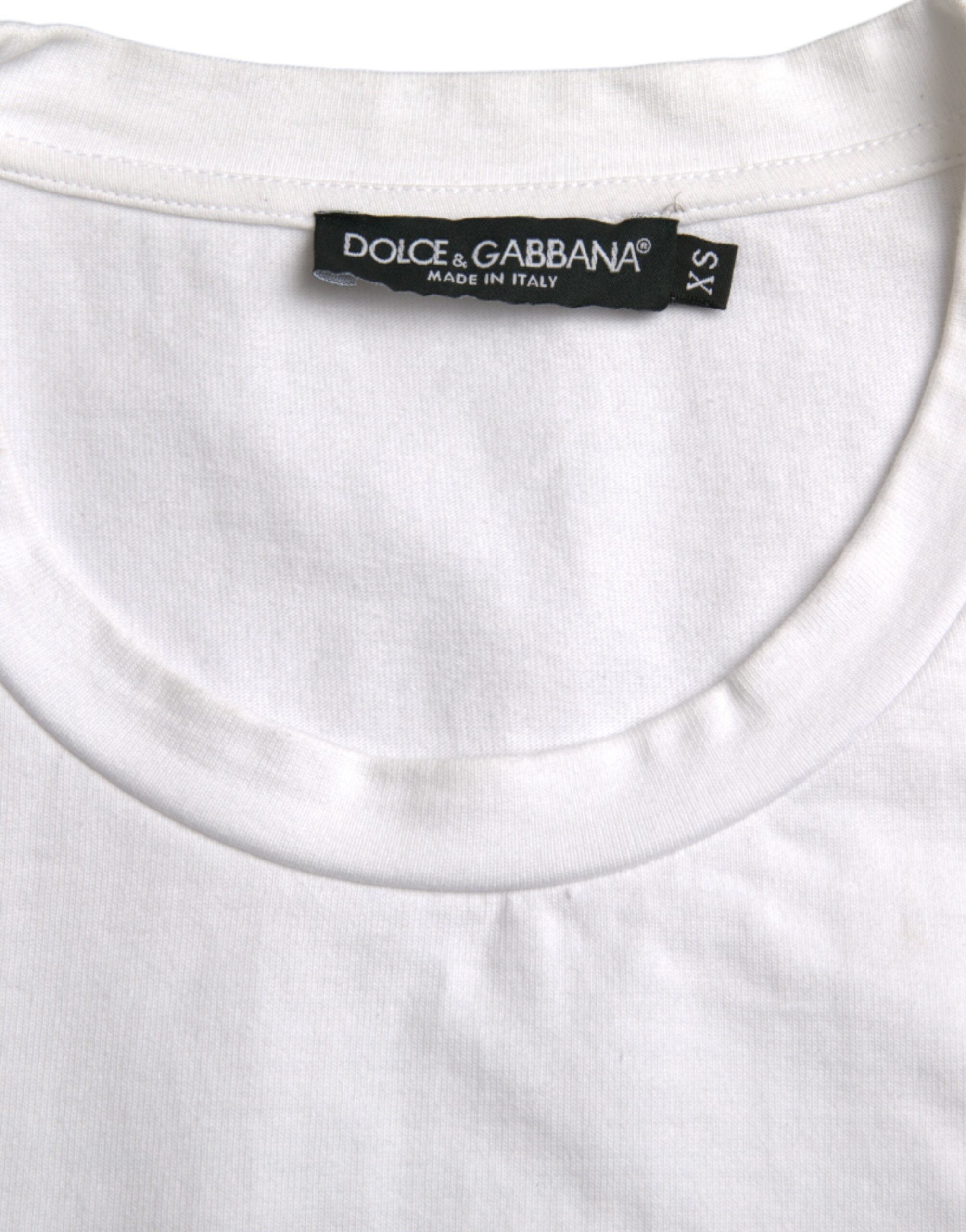 Tricou Dolce &amp; Gabbana alb cu mânecă scurtă din bumbac Amor Heart