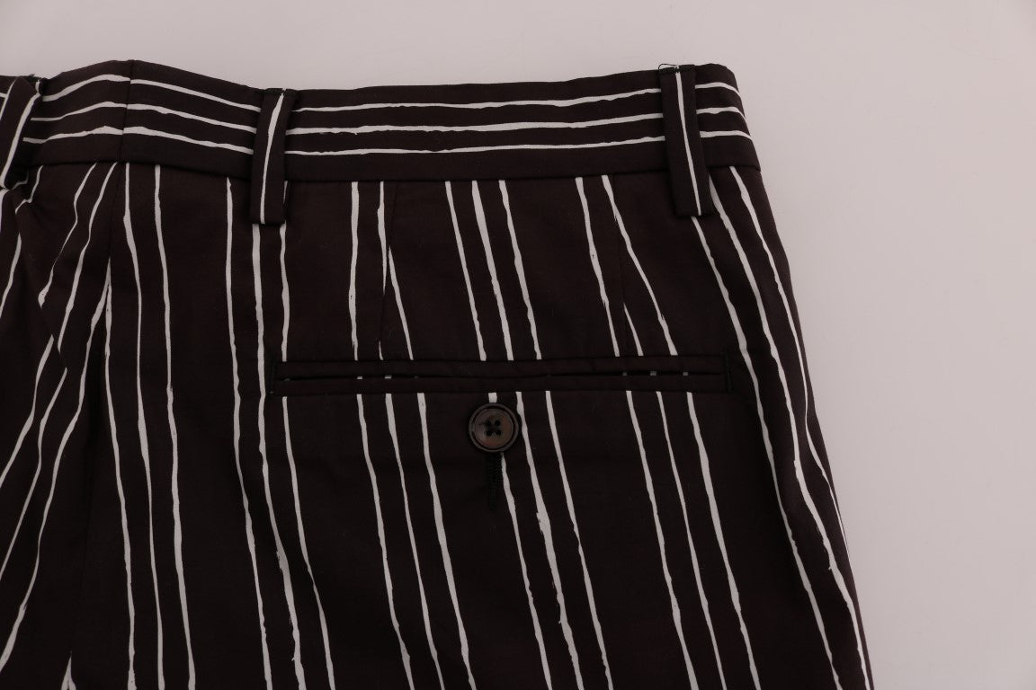 Dolce &amp; Gabbana Bordeaux gestreifte Knieshorts aus Baumwolle