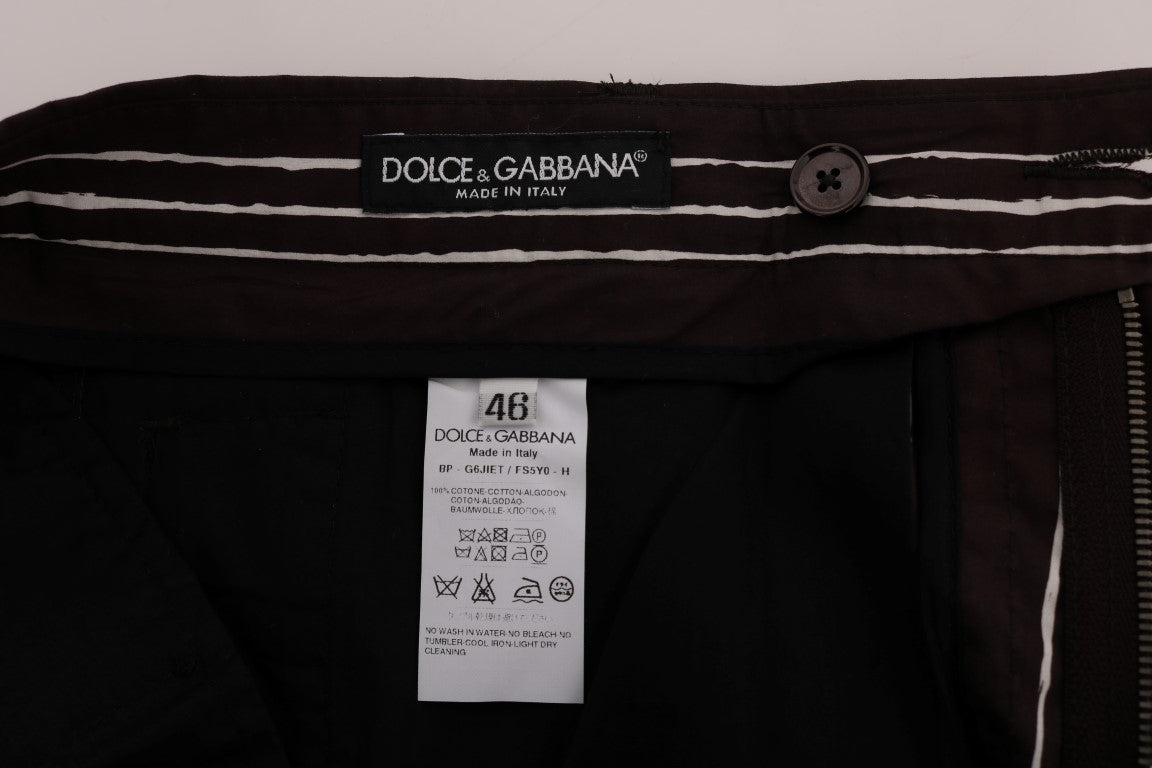 Dolce &amp; Gabbana Bordeaux gestreifte Knieshorts aus Baumwolle