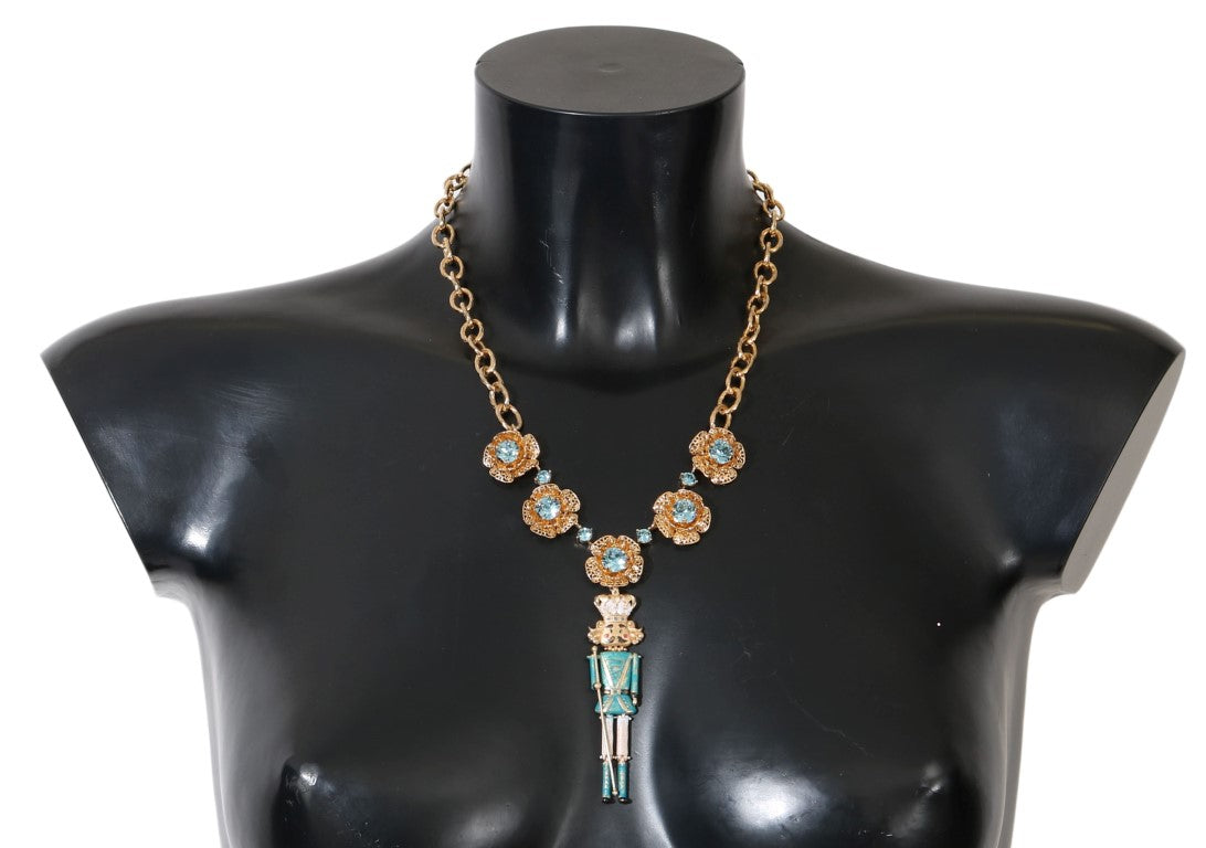 Dolce &amp; Gabbana Elegante Statement-Halskette mit goldenen Kristallen