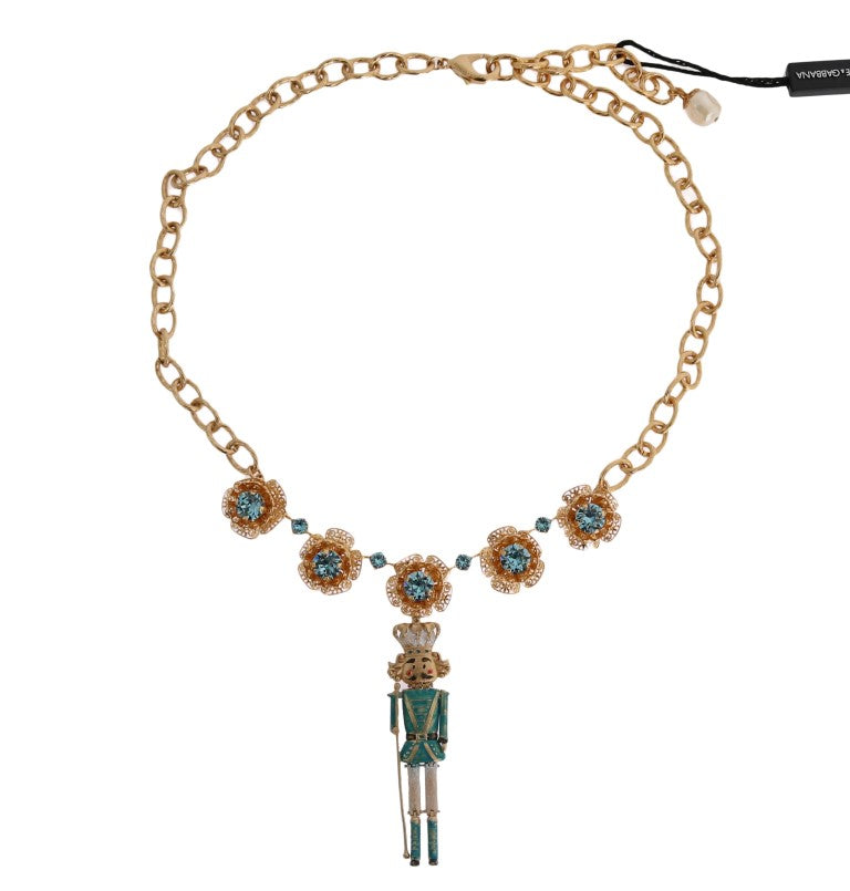 Dolce &amp; Gabbana Elegante Statement-Halskette mit goldenen Kristallen