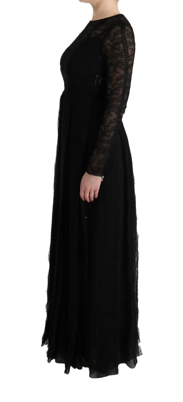 Dolce &amp; Gabbana Elegantes schwarzes Etuikleid mit langen Ärmeln