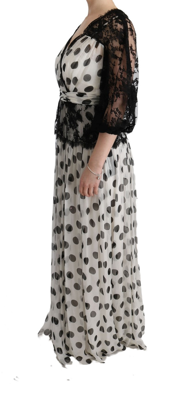 Dolce &amp; Gabbana Elegantes, gepunktetes Abendkleid in voller Länge