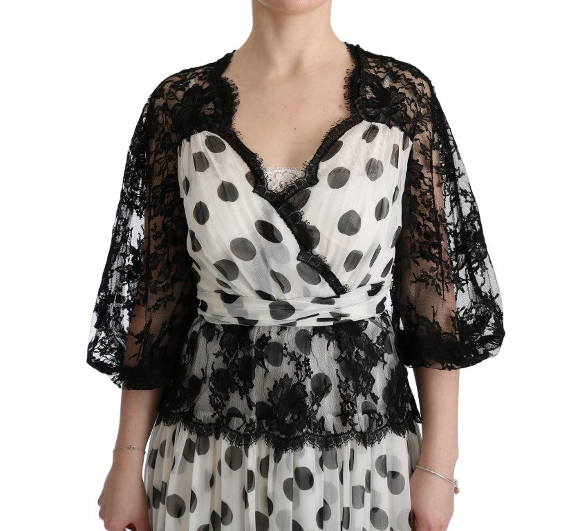 Rochie lungă elegantă cu buline Dolce &amp; Gabbana