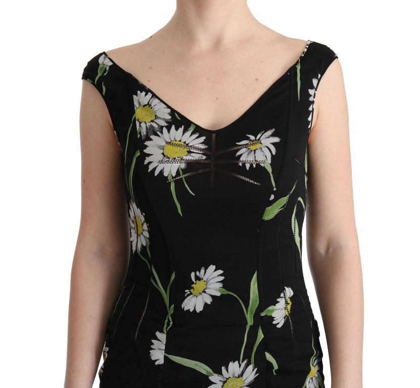 Dolce &amp; Gabbana – Langes Etuikleid mit Sonnenblumen-Print