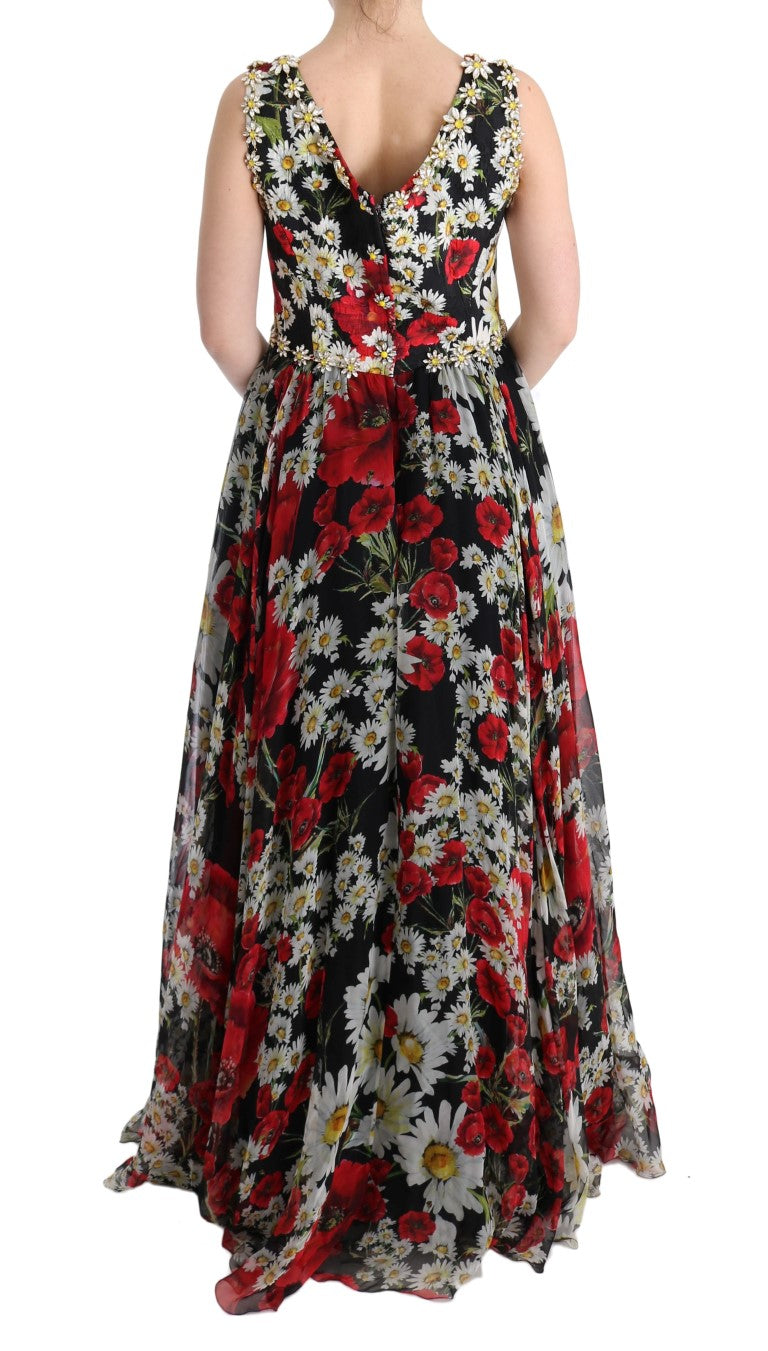 Rochie maxi Dolce &amp; Gabbana cu imprimeu floral și cristale