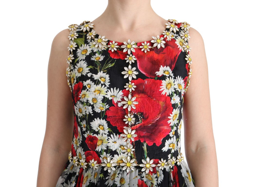 Rochie maxi Dolce &amp; Gabbana cu imprimeu floral și cristale