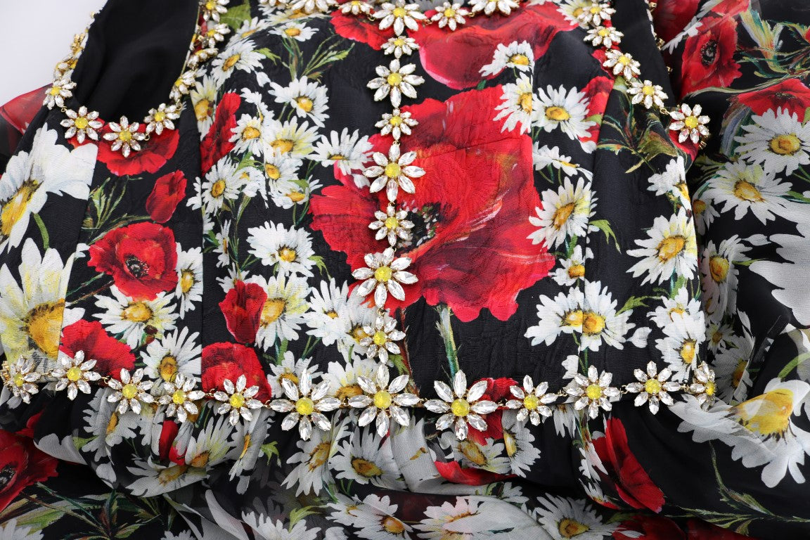 Rochie maxi Dolce &amp; Gabbana cu imprimeu floral și cristale