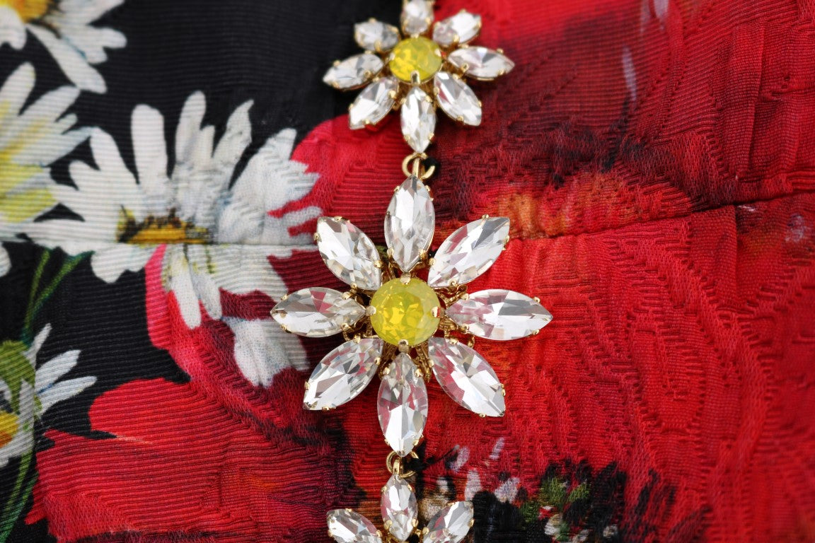 Rochie maxi Dolce &amp; Gabbana cu imprimeu floral și cristale