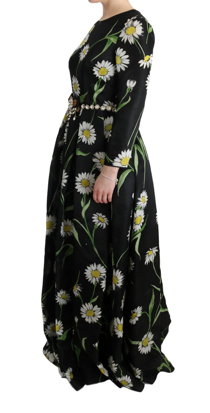 Dolce &amp; Gabbana Elegantes Maxikleid mit Sonnenblumen und Kristallen