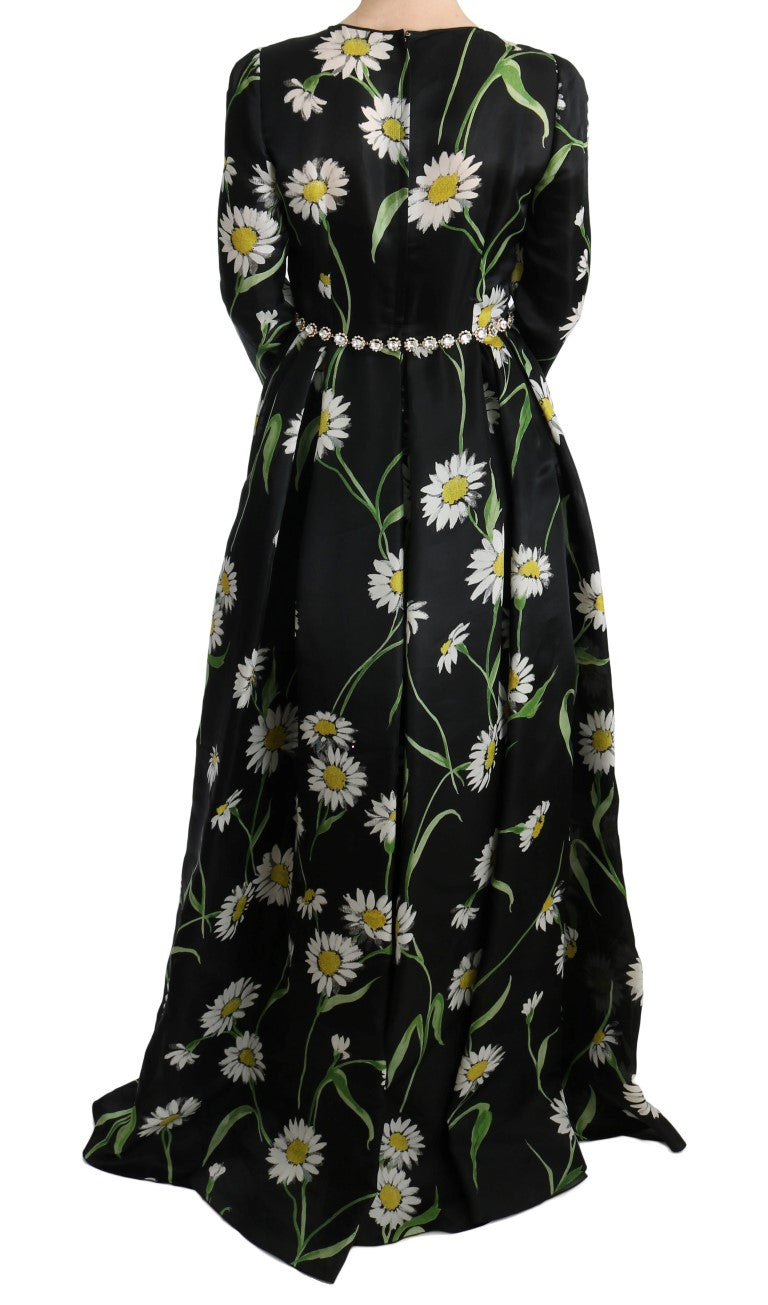 Dolce &amp; Gabbana Elegantes Maxikleid mit Sonnenblumen und Kristallen