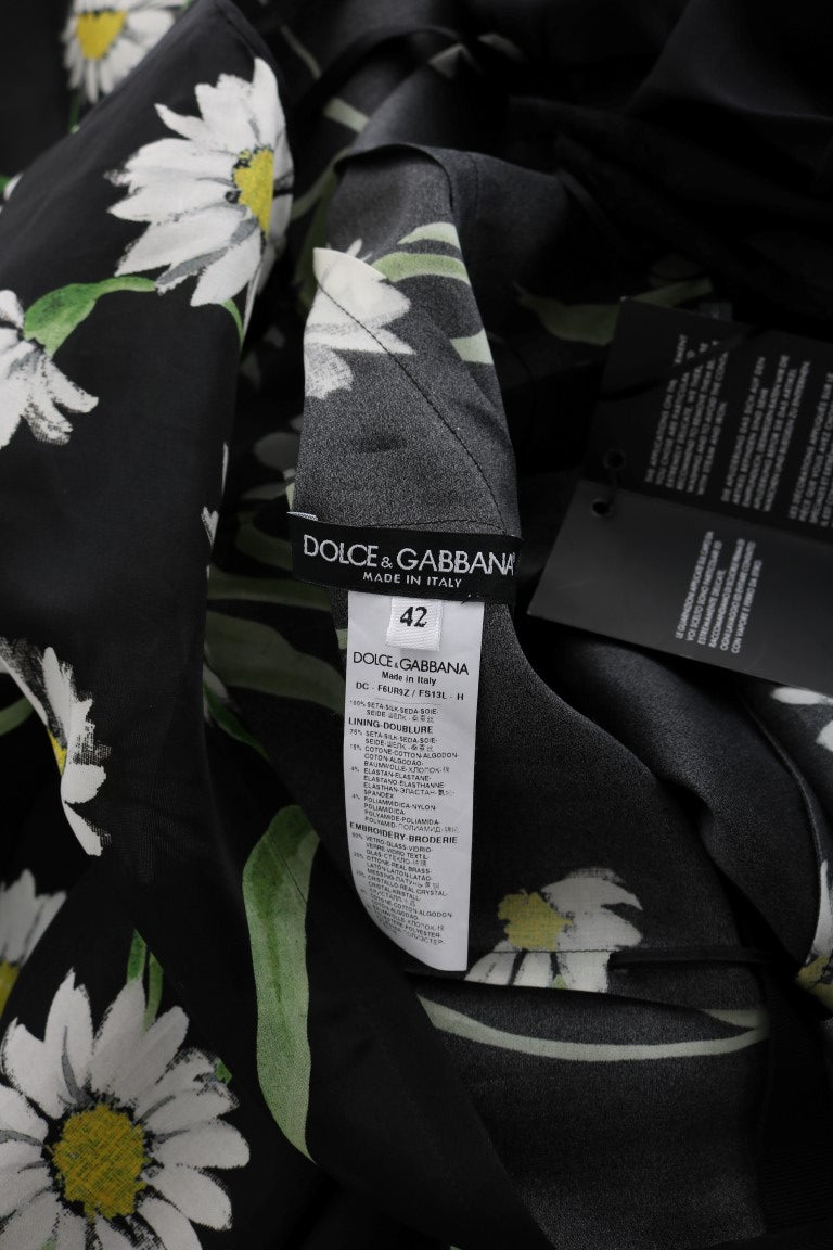 Dolce &amp; Gabbana Elegantes Maxikleid mit Sonnenblumen und Kristallen