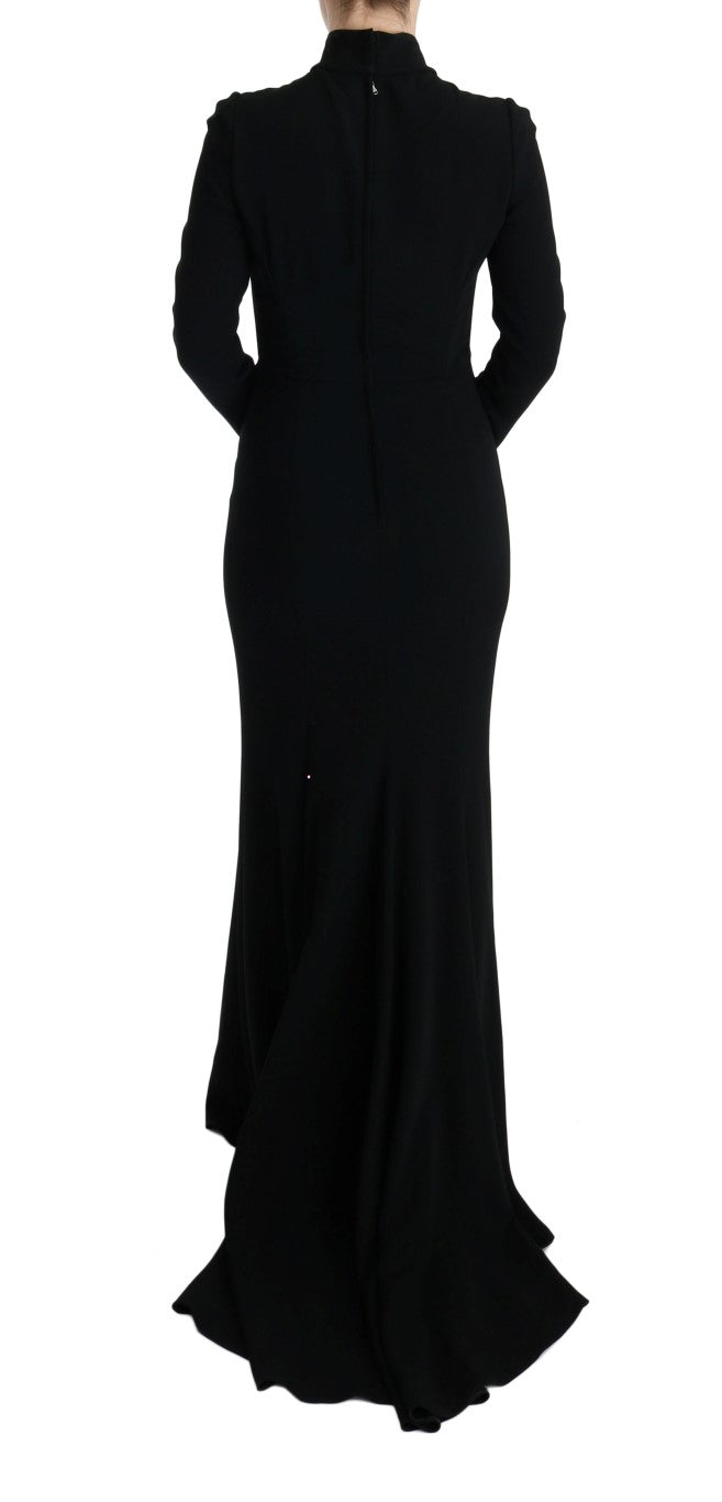 Rochie elegantă lungă Dolce &amp; Gabbana, model șaibe, neagră
