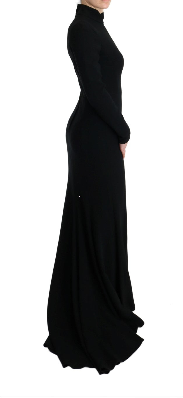 Rochie elegantă lungă Dolce &amp; Gabbana, model șaibe, neagră