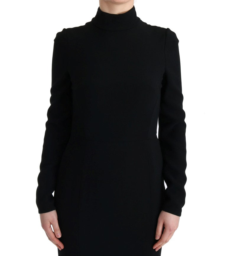 Rochie elegantă lungă Dolce &amp; Gabbana, model șaibe, neagră